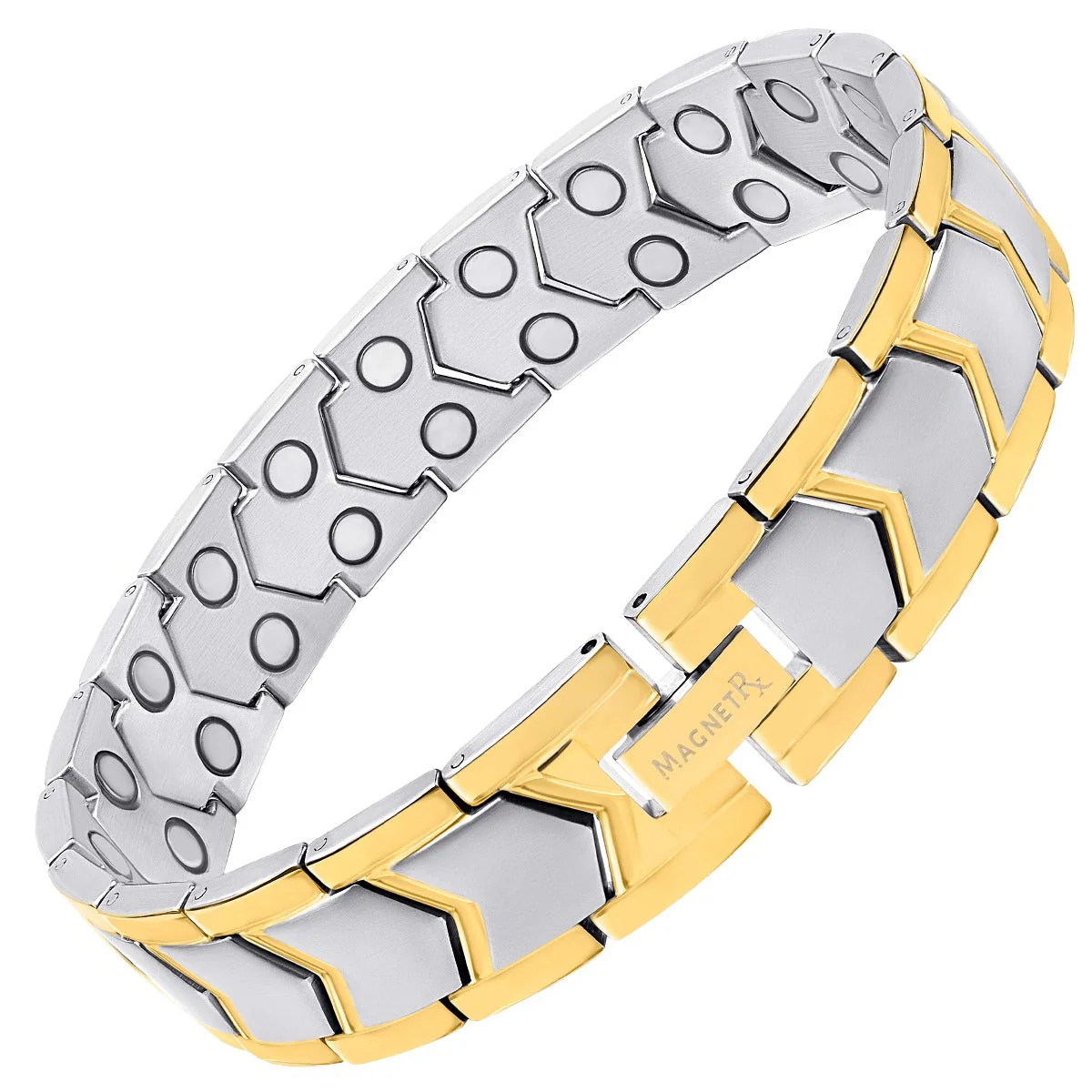 Ultra Strength Silver & Gold Arrow Chain Magnetic Therapy Bracelet - Image 9