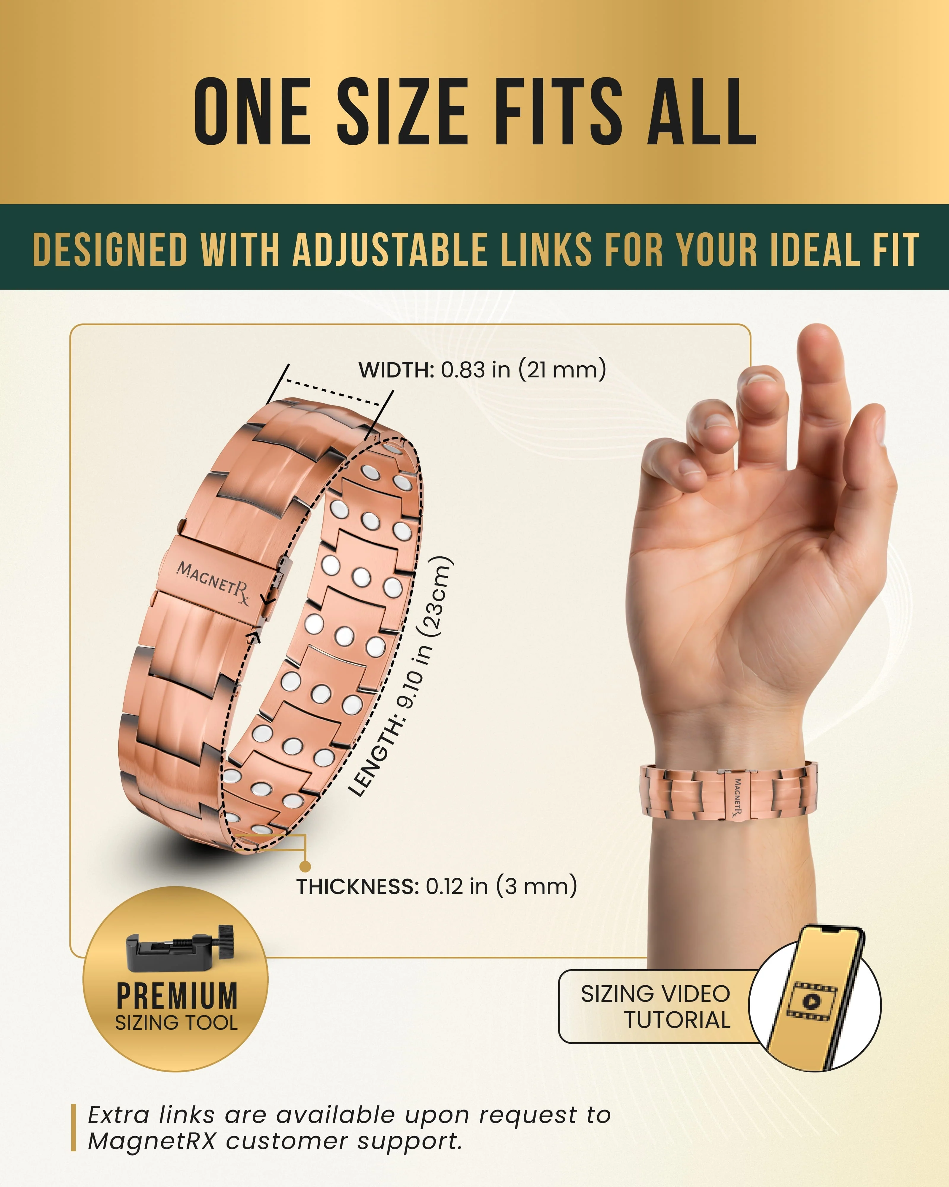 3x Strength Copper Magnetic Bracelet for Men (Legacy) - Image 6