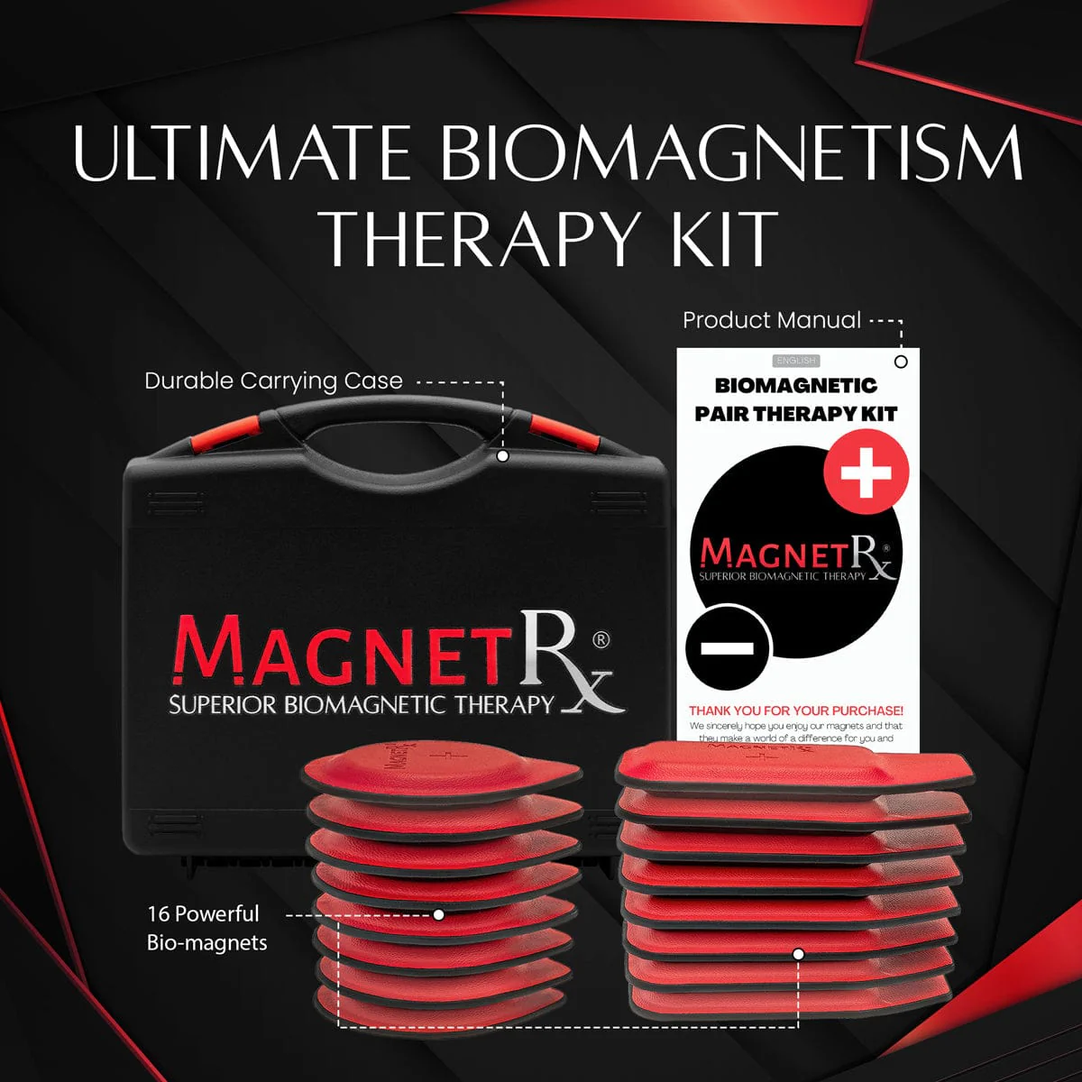Biomagnetic Therapy Magnet Kit — Ferrite & Leather (16 Small Mixed Units) - Image 3