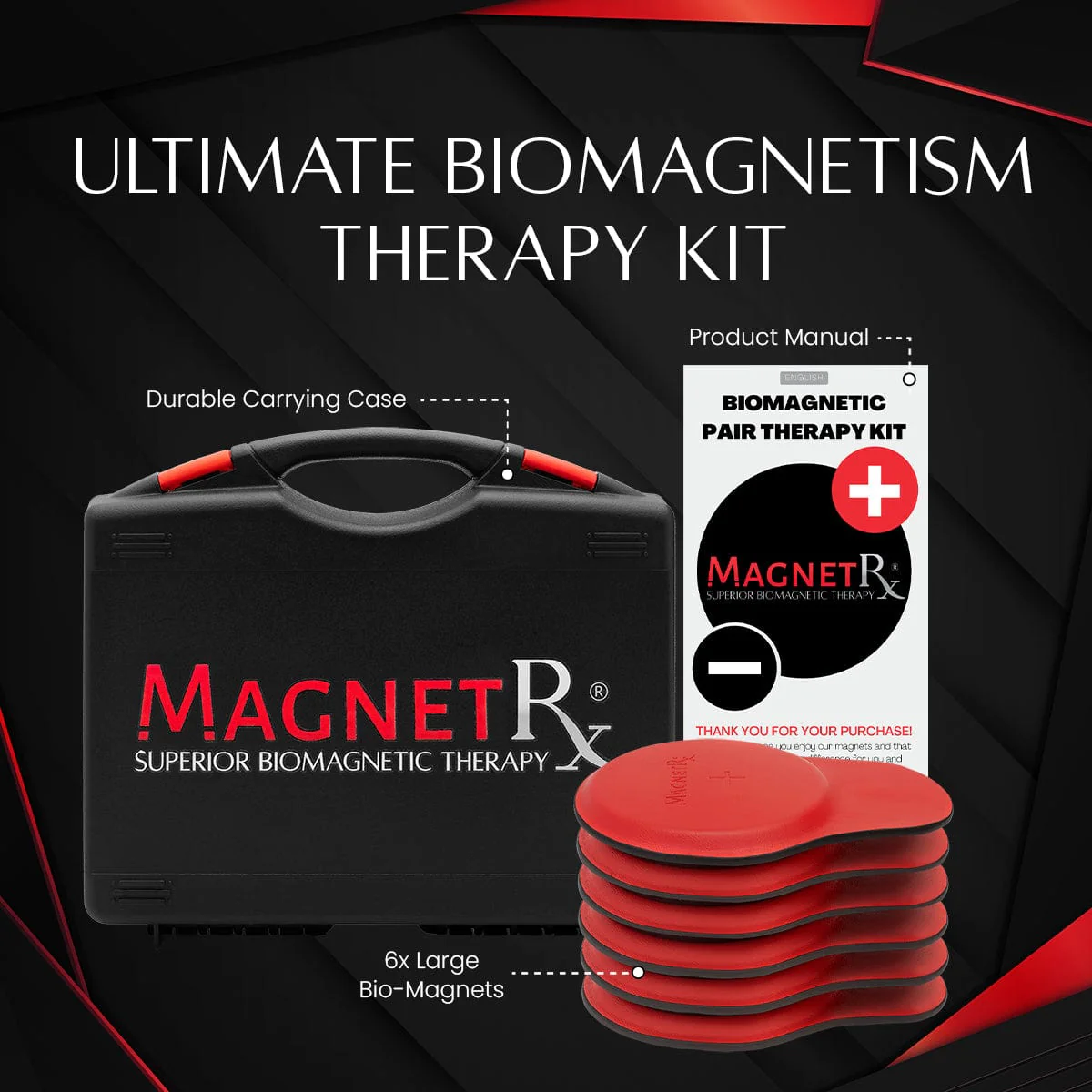 Biomagnetic Therapy Magnet Kit — Ferrite & Leather (6 Large Magnets) - Image 3