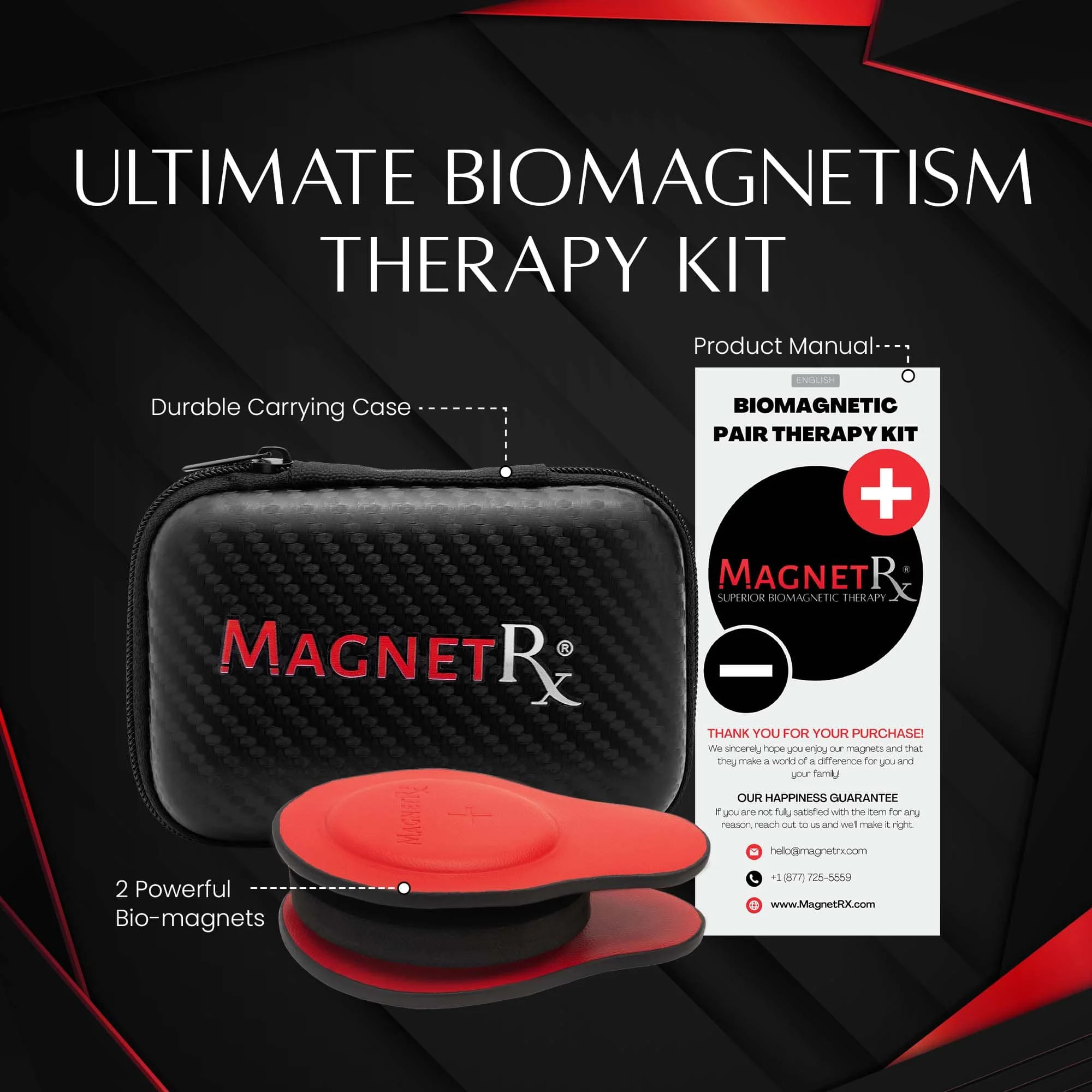 Biomagnetic Therapy Magnet Set — Neodymium & Leather (2 Medium Magnets) - Image 3