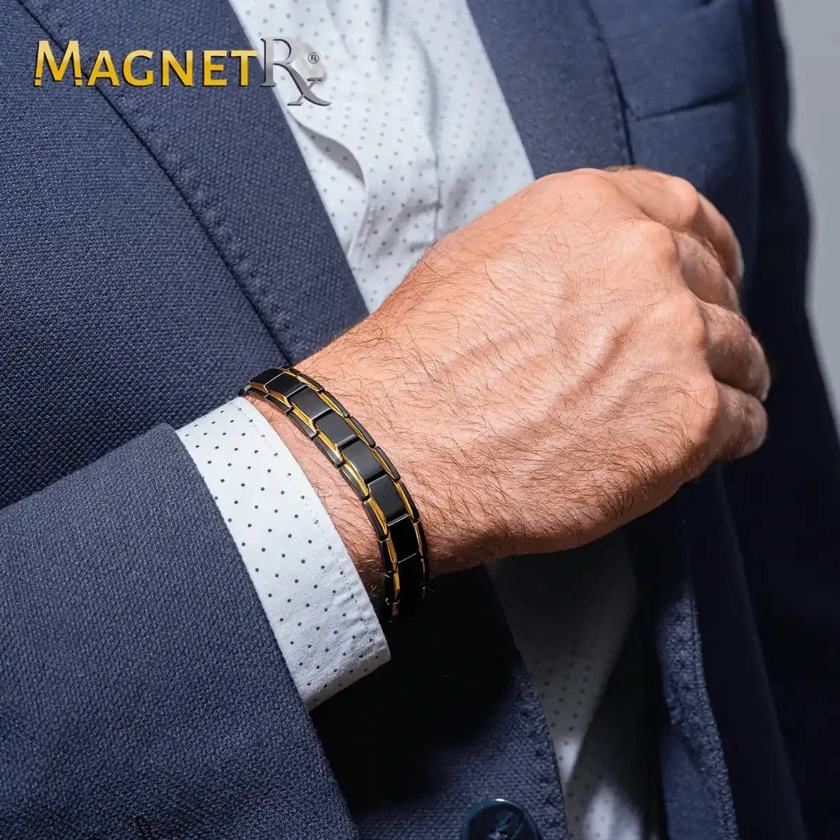 Ultra Strength Black & Gold Trim Magnetic Therapy Bracelet - Image 7