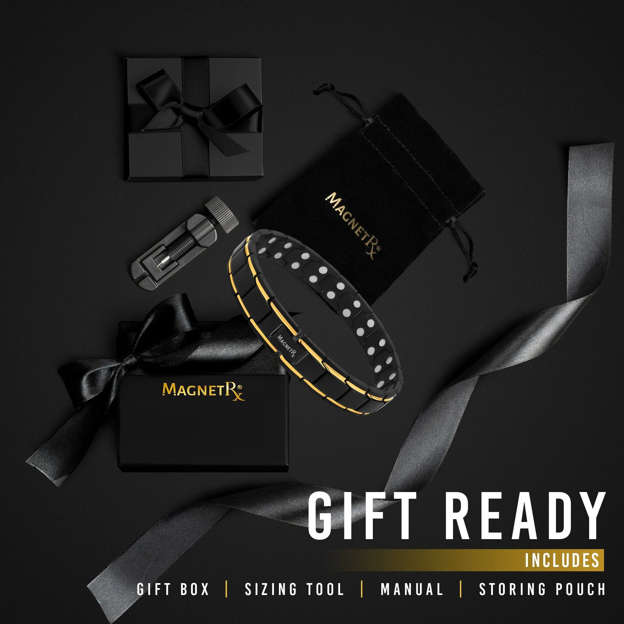 Ultra Strength Black & Gold Trim Magnetic Therapy Bracelet - Image 8