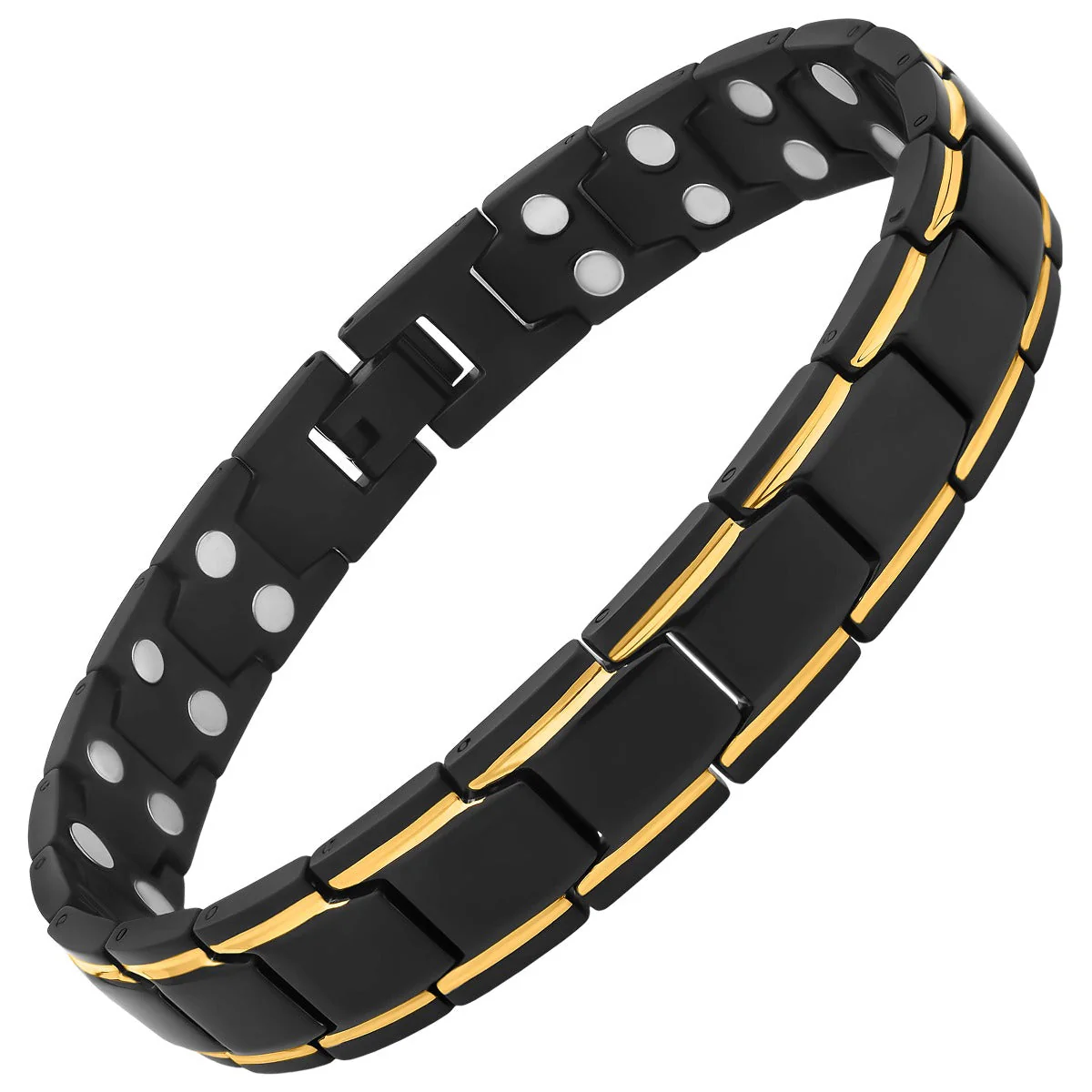 Ultra Strength Black & Gold Trim Magnetic Therapy Bracelet - Image 9