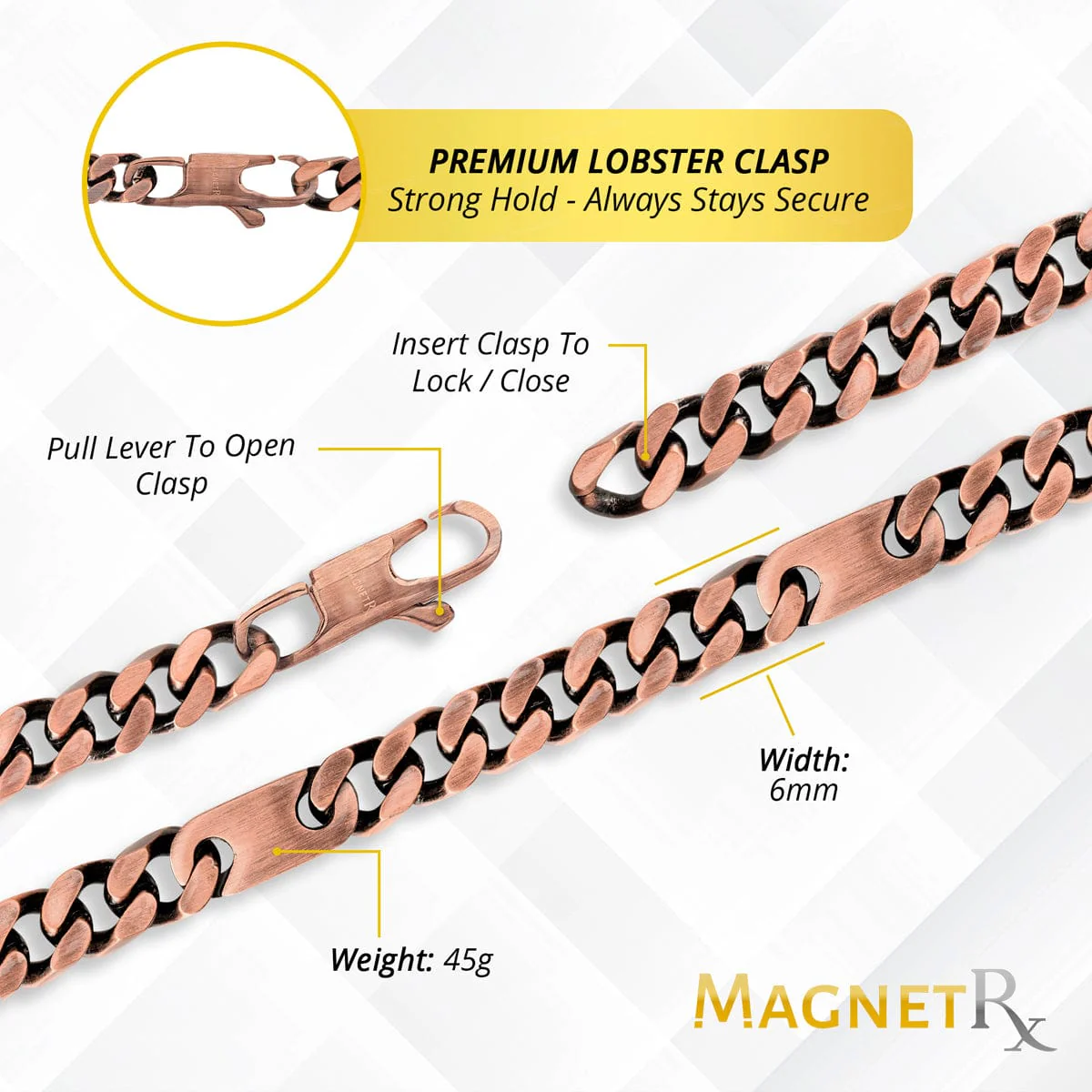 Copper Magnetic Therapy Necklace Curb Chain - Image 5