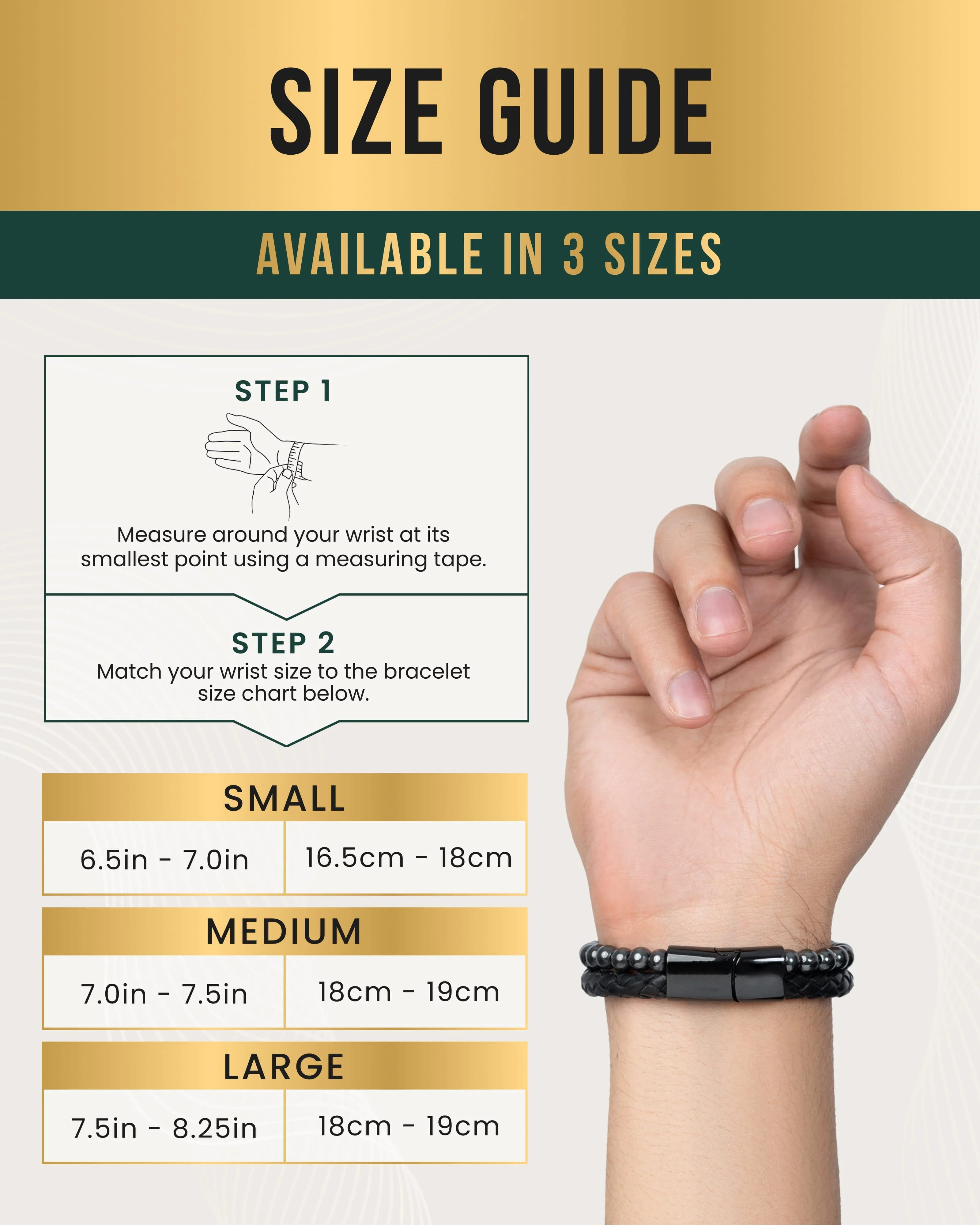 High Power Hematite Bead & Leather Magnetic Bracelet - Image 5