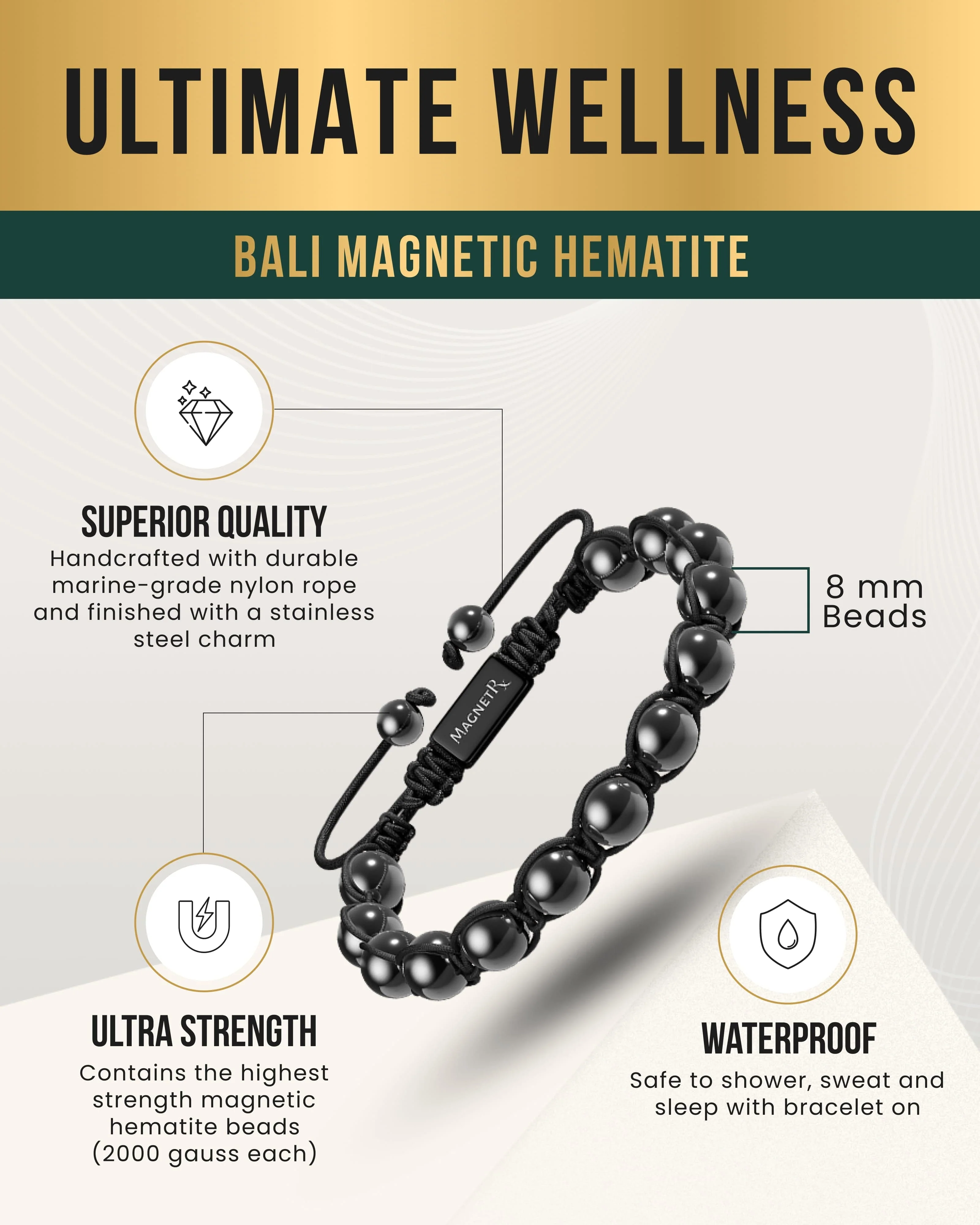 High Power Magnetic Hematite Bracelet Bali Style - Image 3