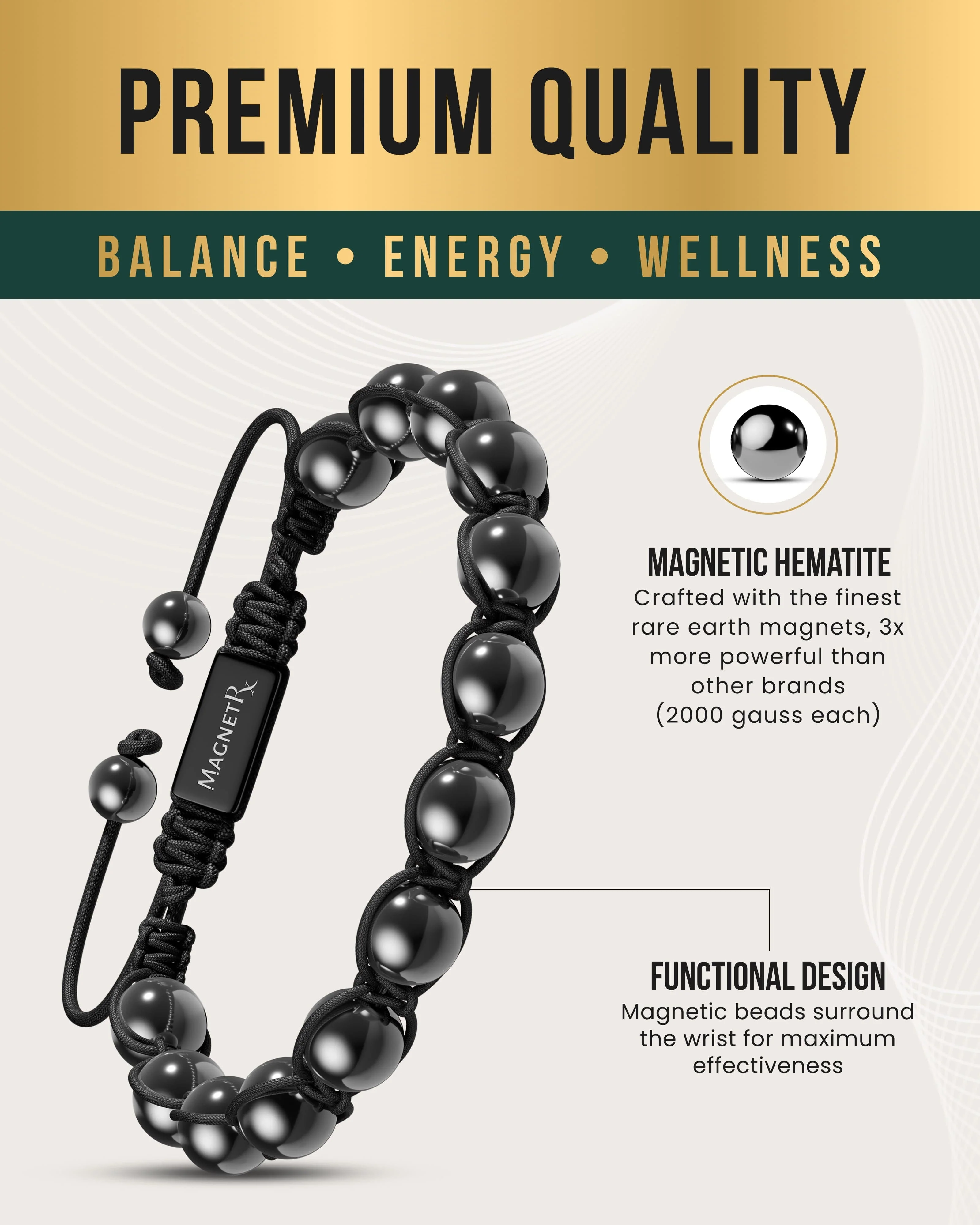 High Power Magnetic Hematite Bracelet Bali Style - Image 4