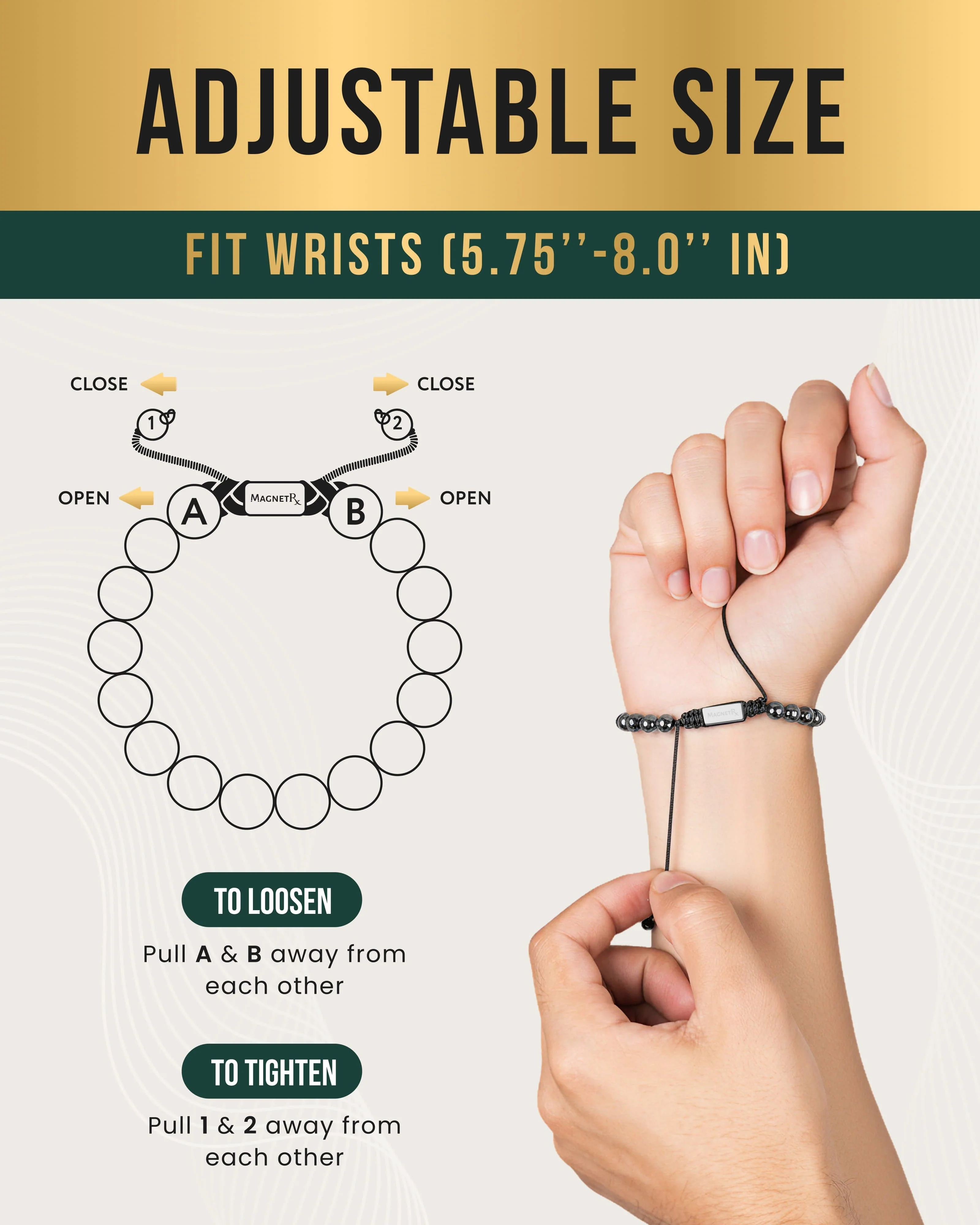 High Power Magnetic Hematite Bracelet Classic 6mm Bead - Image 5