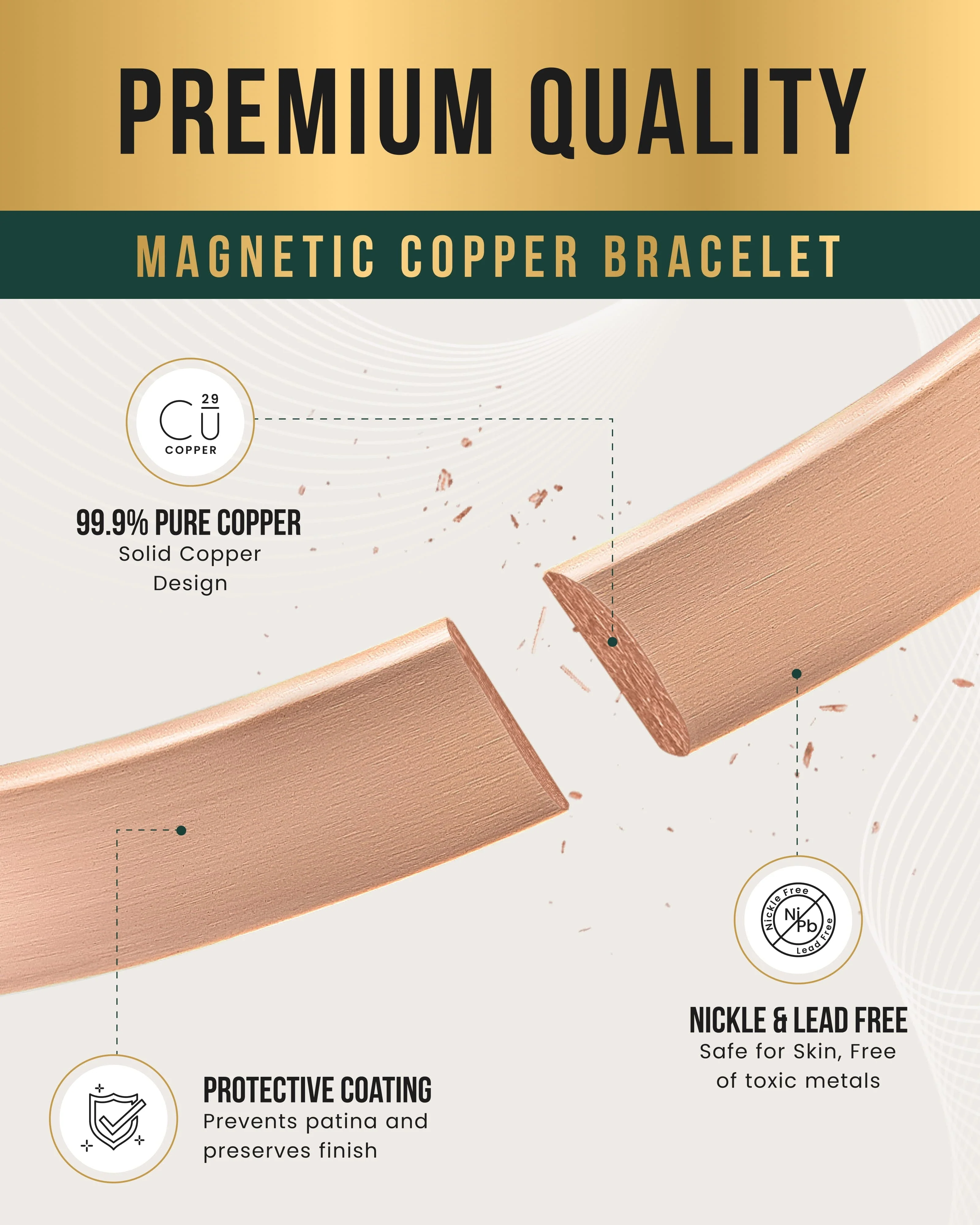 Magnetic Therapy Copper Cuff Bracelet - Image 5