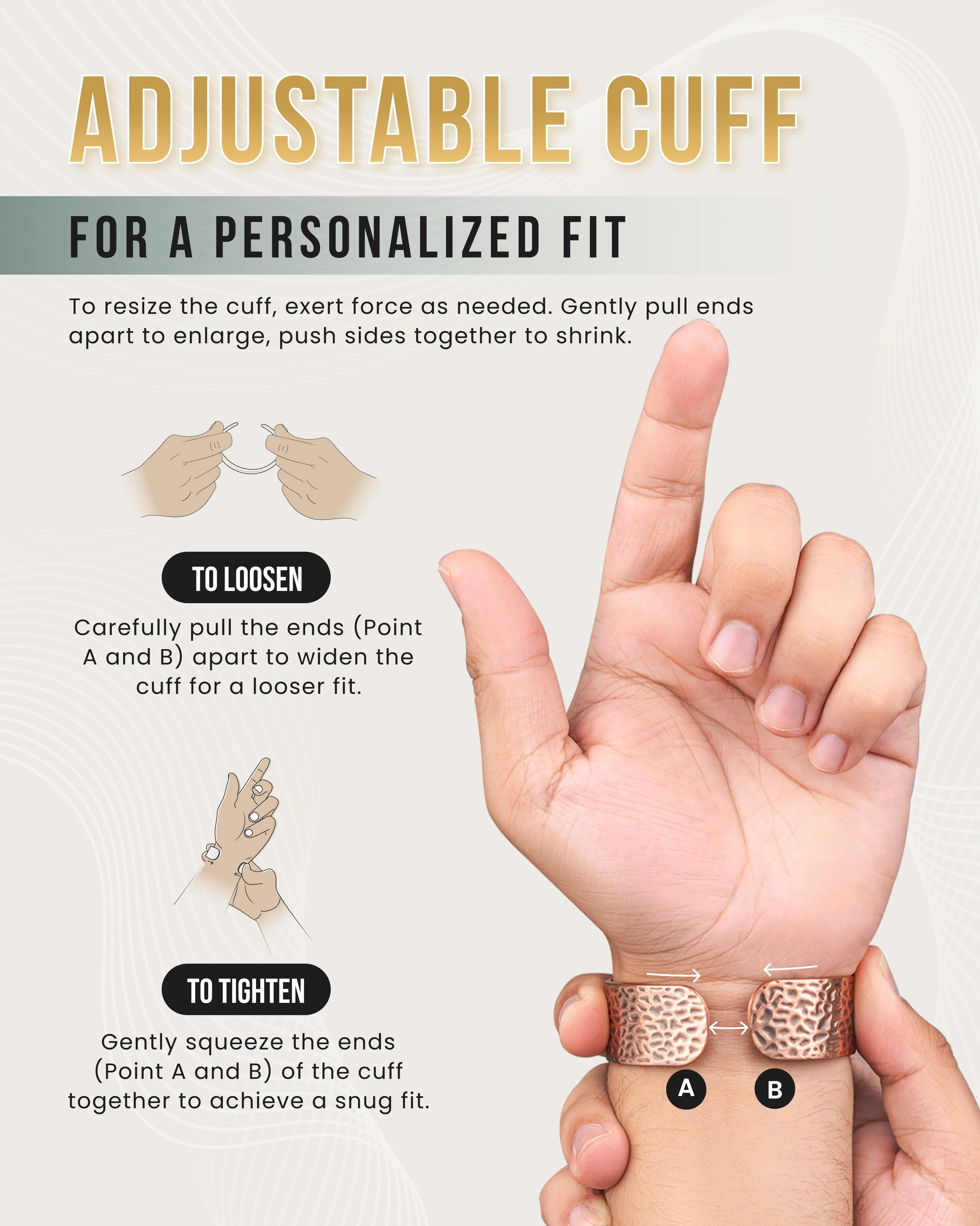 Mega Strength Magnetic Therapy Bracelet Wide Hammered Copper Cuff - Image 7