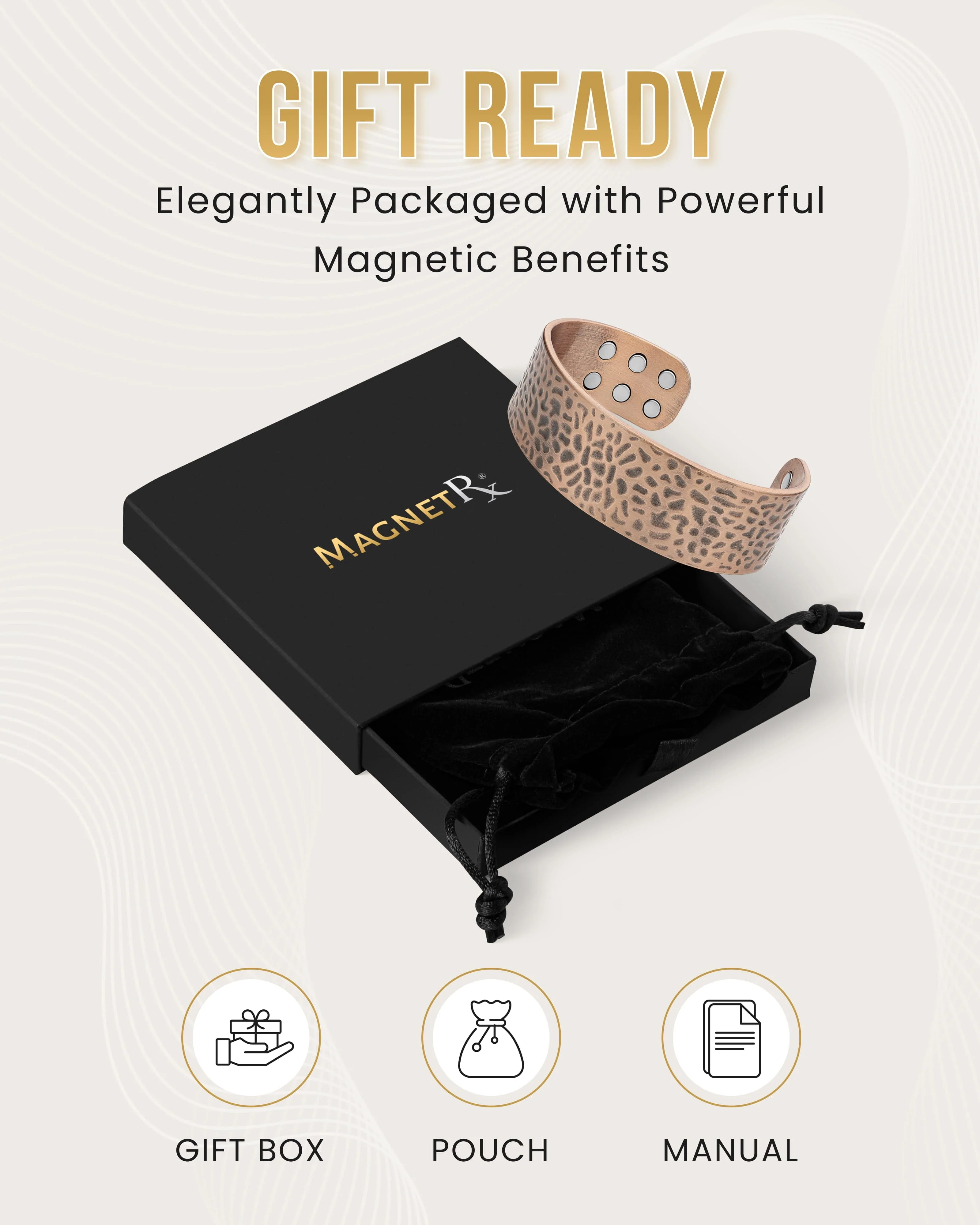 Mega Strength Magnetic Therapy Bracelet Wide Hammered Copper Cuff - Image 8