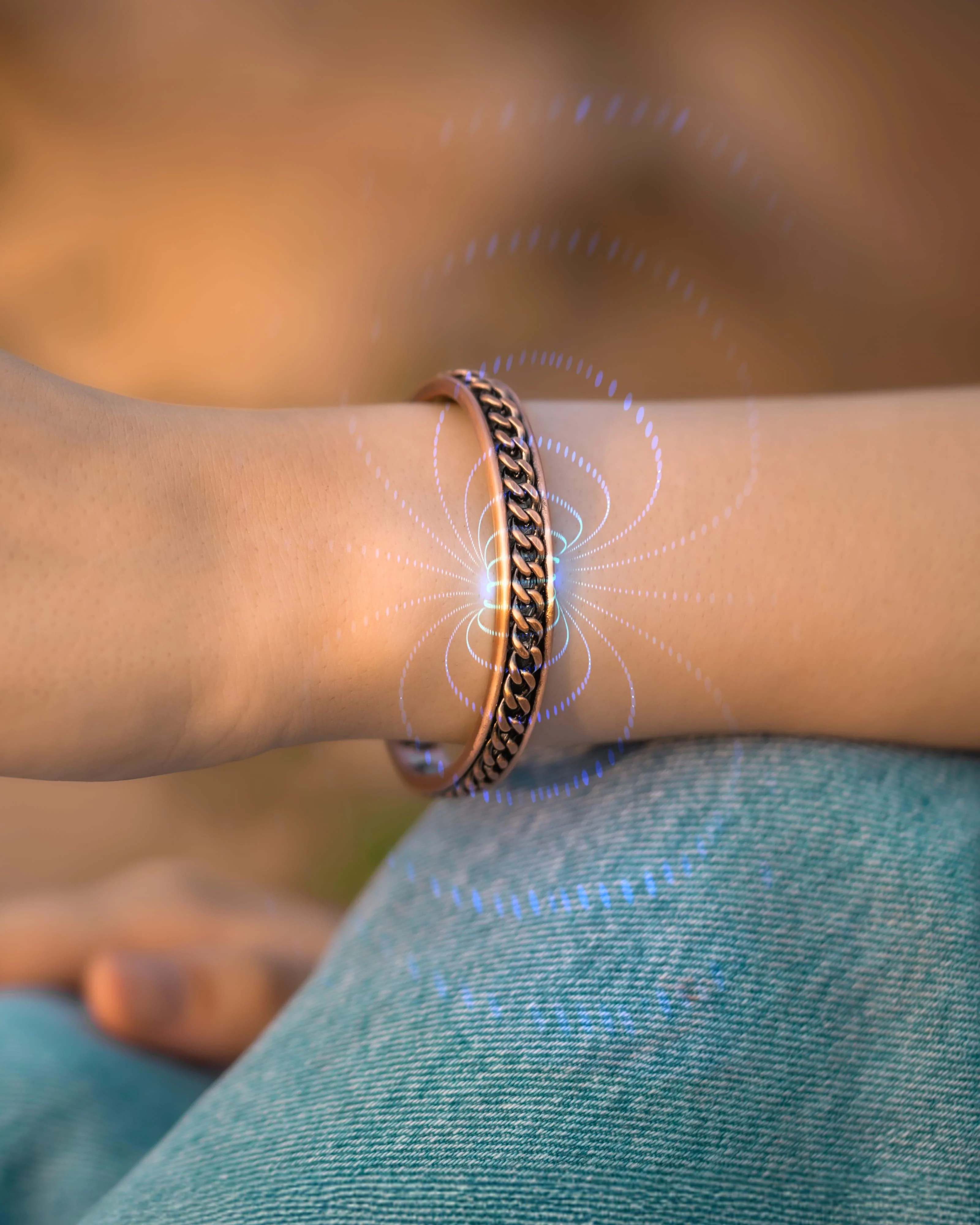 Men’s Copper Magnetic Cuff Duo – Twisted & Curb Chain - Image 3