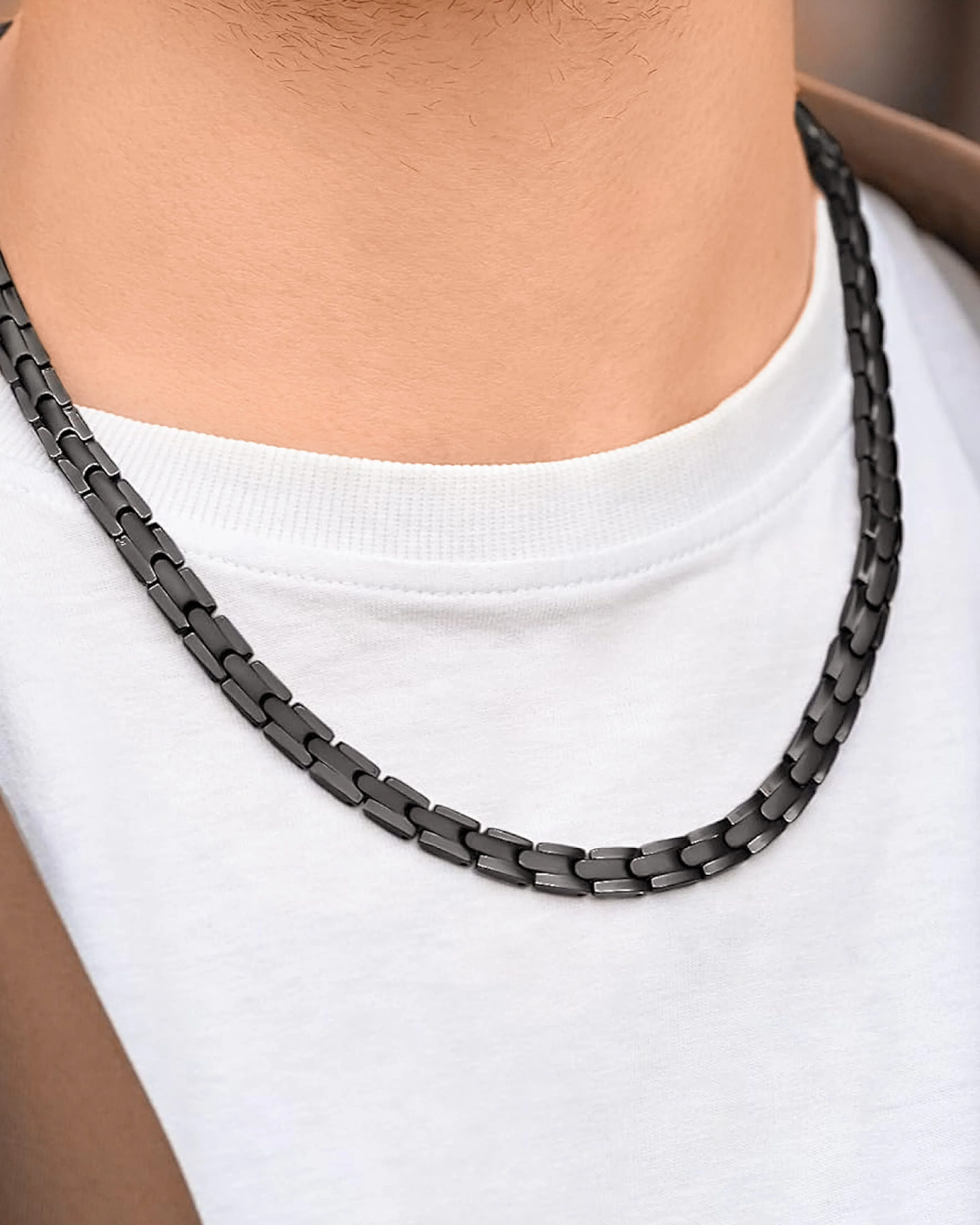 Powerful Black Titanium Magnetic Therapy Necklace - Image 5