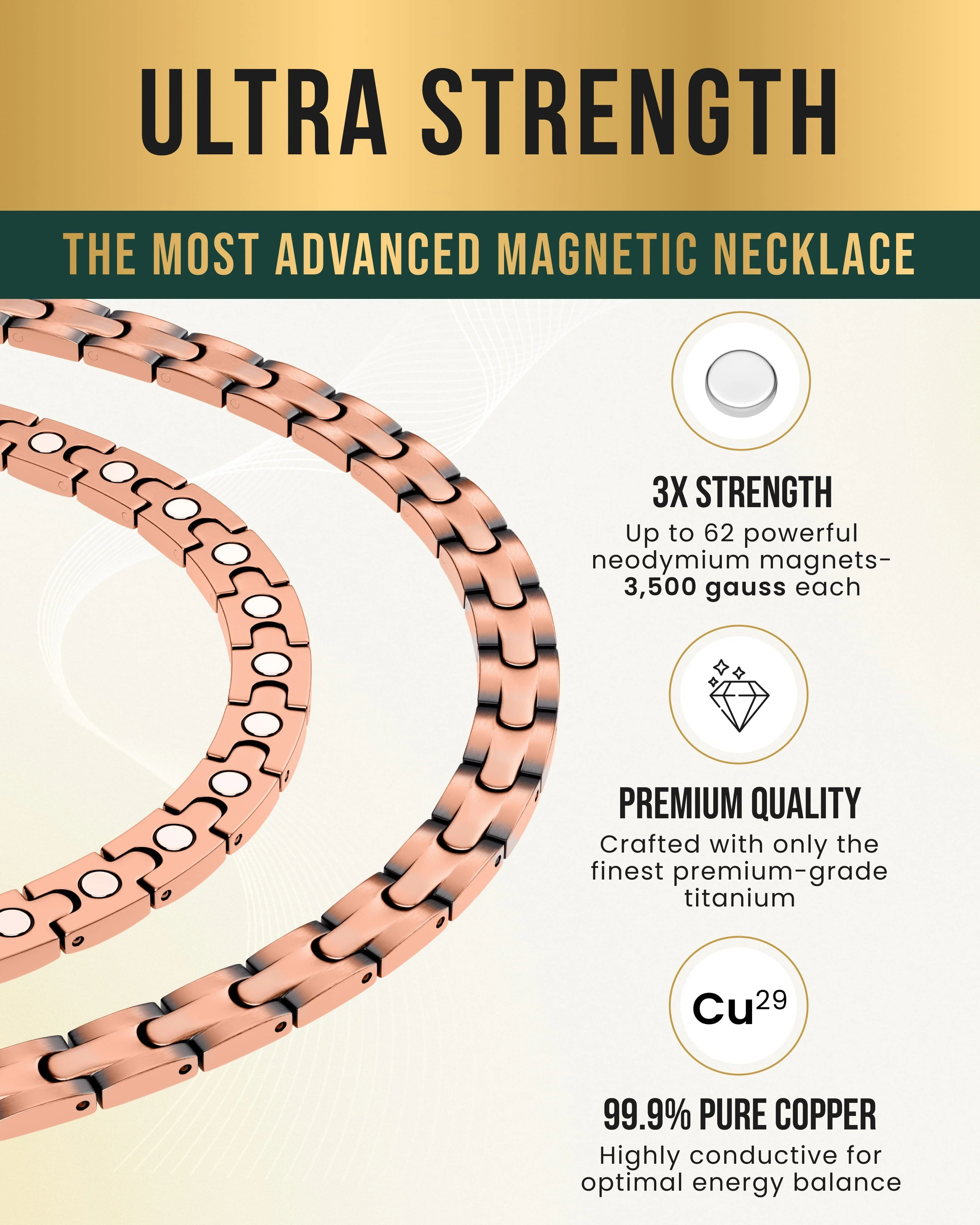 Powerful Copper Magnetic Therapy Necklace Classic Chain - Image 3