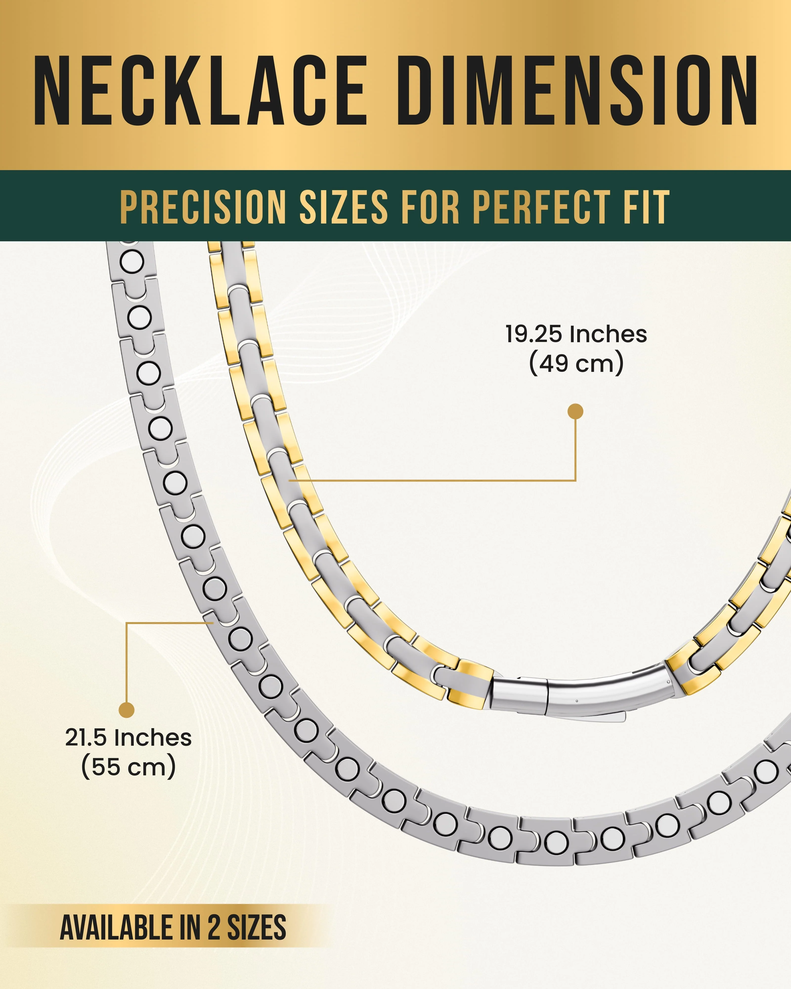 Powerful Silver & Gold Titanium Magnetic Therapy Necklace - Image 5