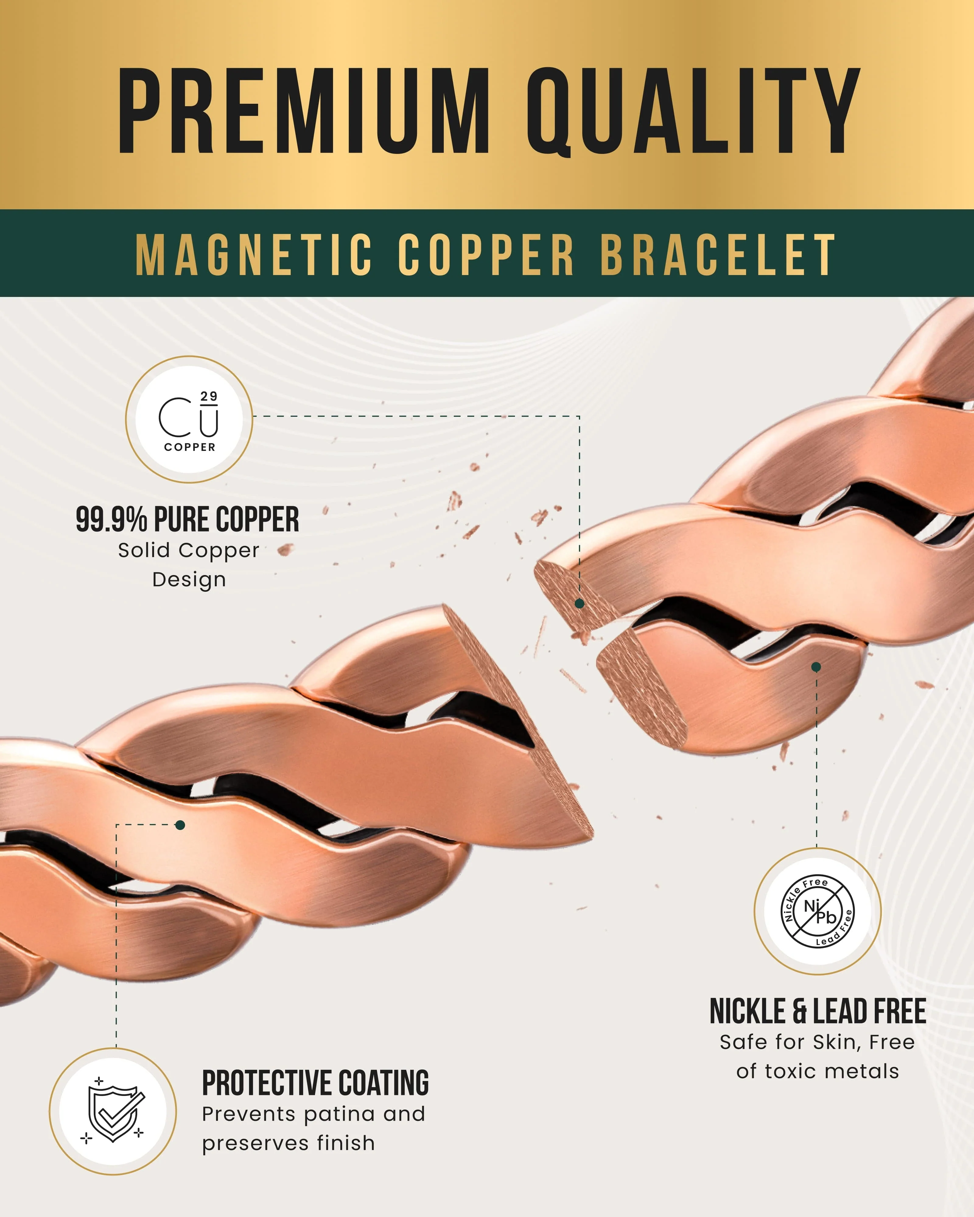 Rugged Twist Copper Magnetic Therapy Bracelet Bangle - Image 5