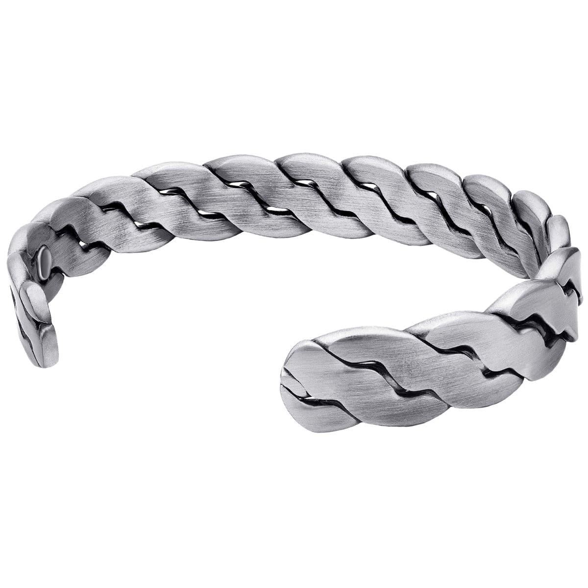 Rugged Twist Magnetic Therapy Bracelet Silver Bangle - Image 9