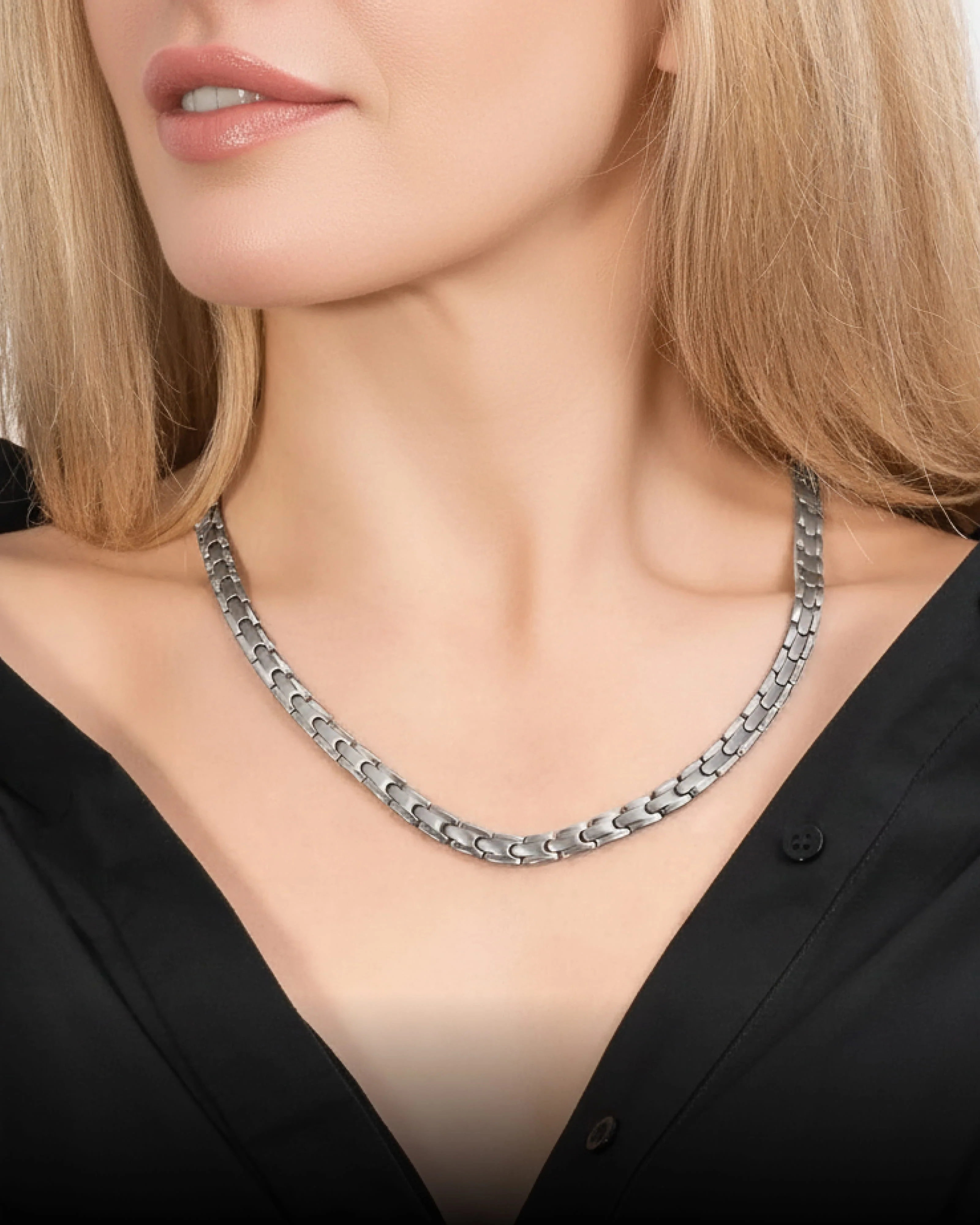 Powerful Silver Titanium Magnetic Therapy Necklace - Image 9