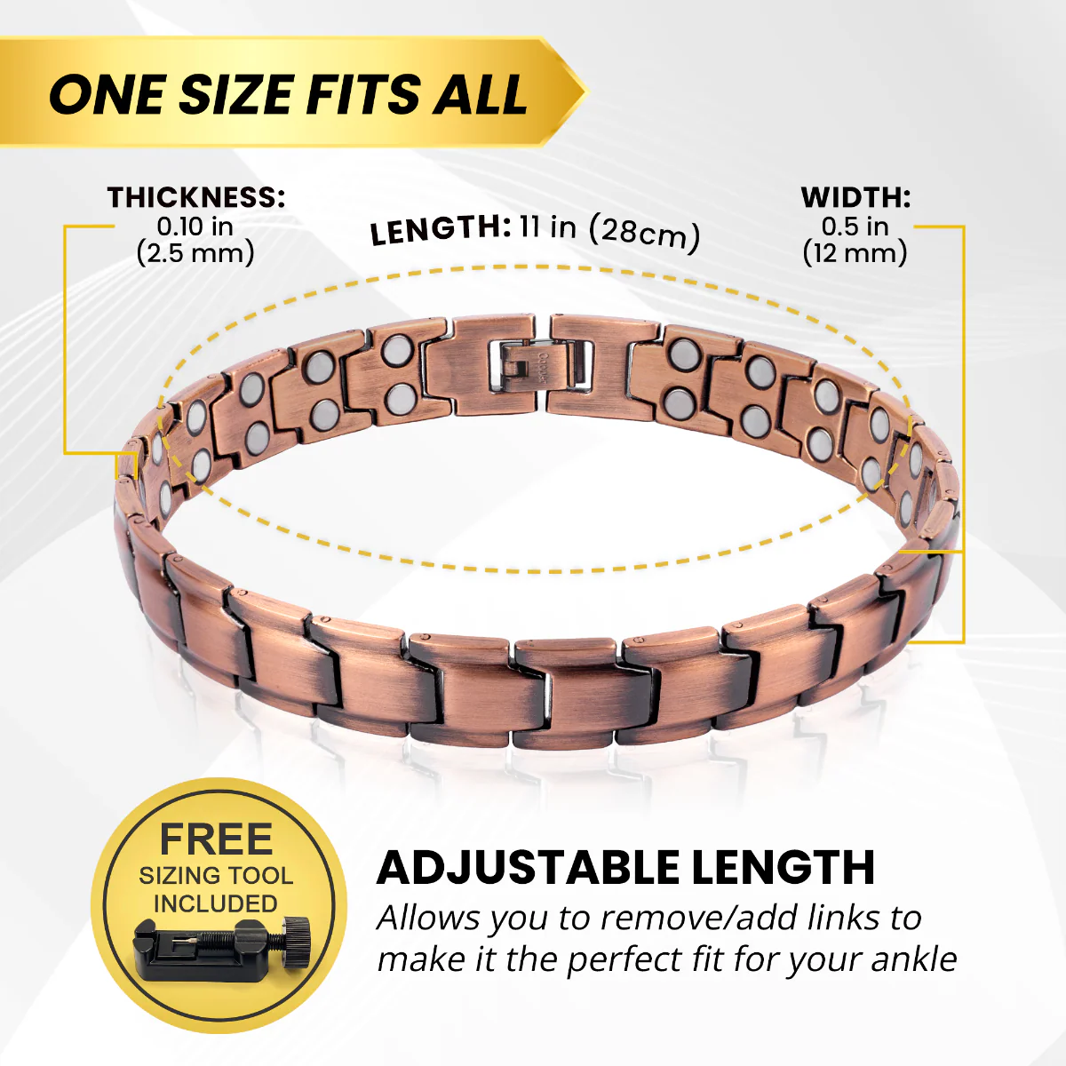 Ultra Strength Copper Magnetic Therapy Anklet for Men - Image 5