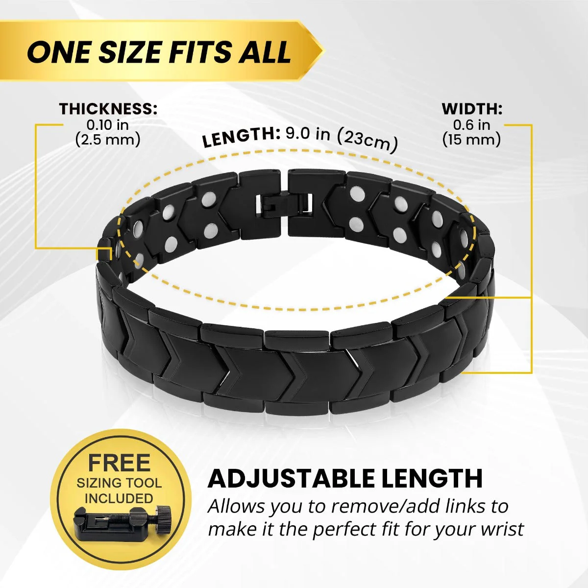 Ultra Strength Magnetic Therapy Bracelet Black Arrow Chain - Image 5