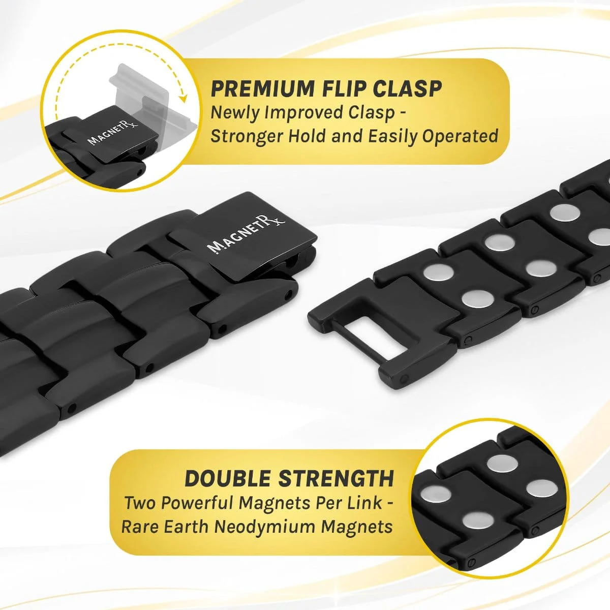 Ultra Strength Magnetic Therapy Bracelet Black Classic - Image 4