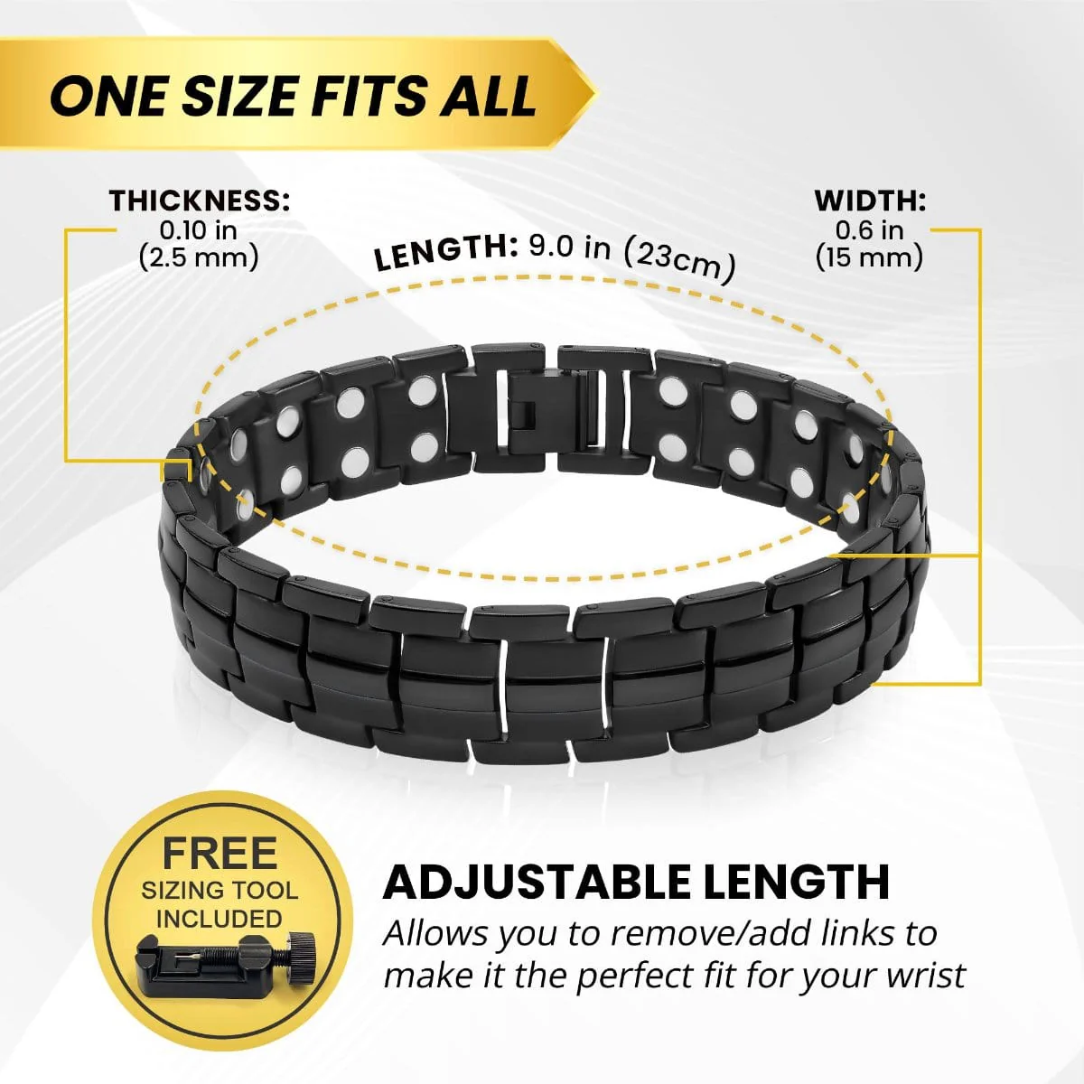 Ultra Strength Magnetic Therapy Bracelet Black Classic - Image 5