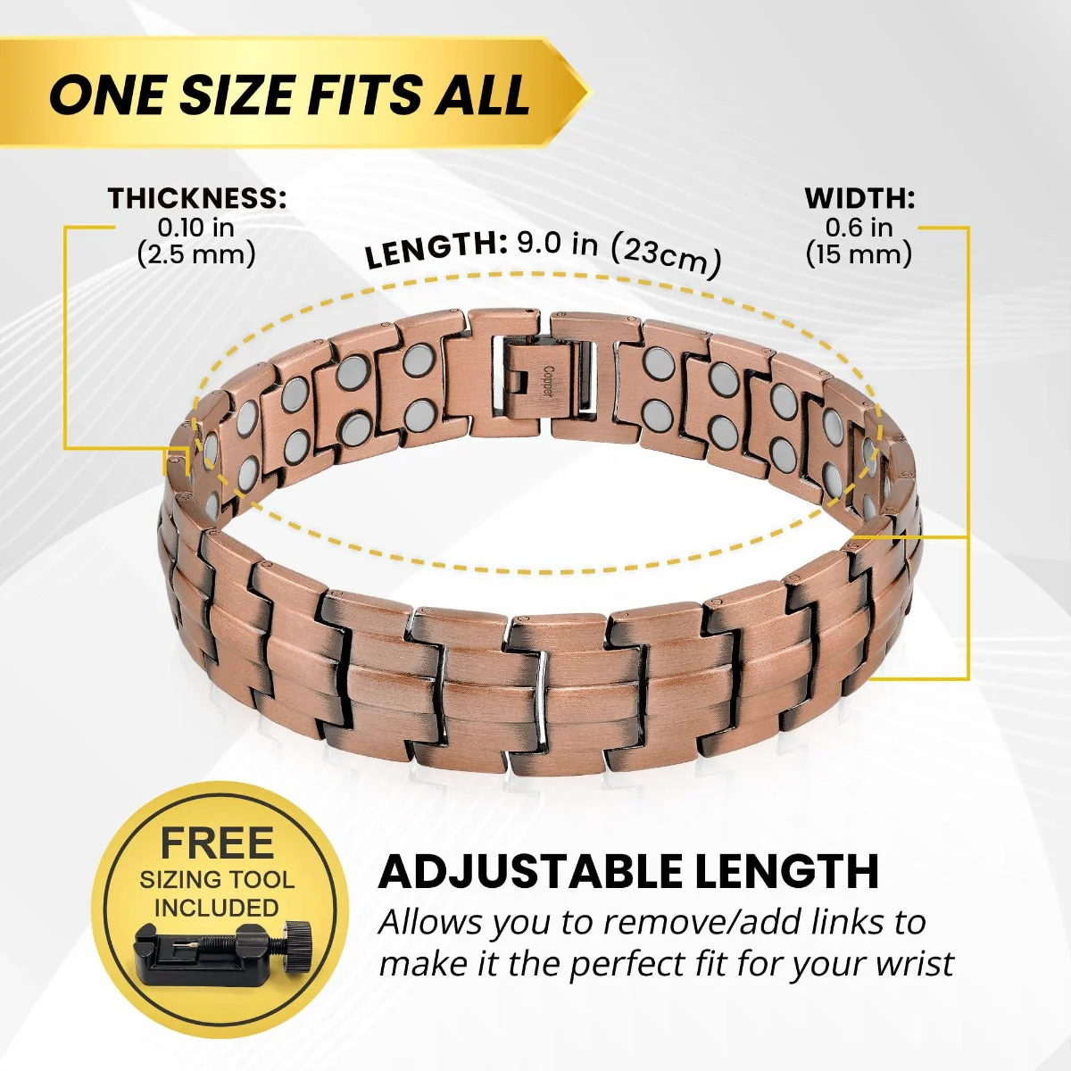 Ultra Strength Pure Copper Magnetic Therapy Bracelet (Classic) - Image 4
