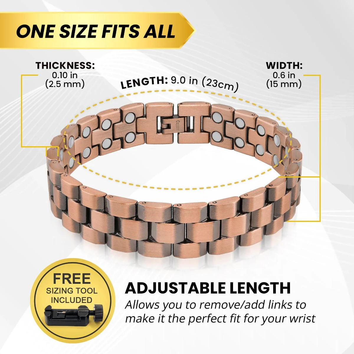 Ultra Strength Pure Copper Magnetic Therapy Bracelet (President) - Image 3