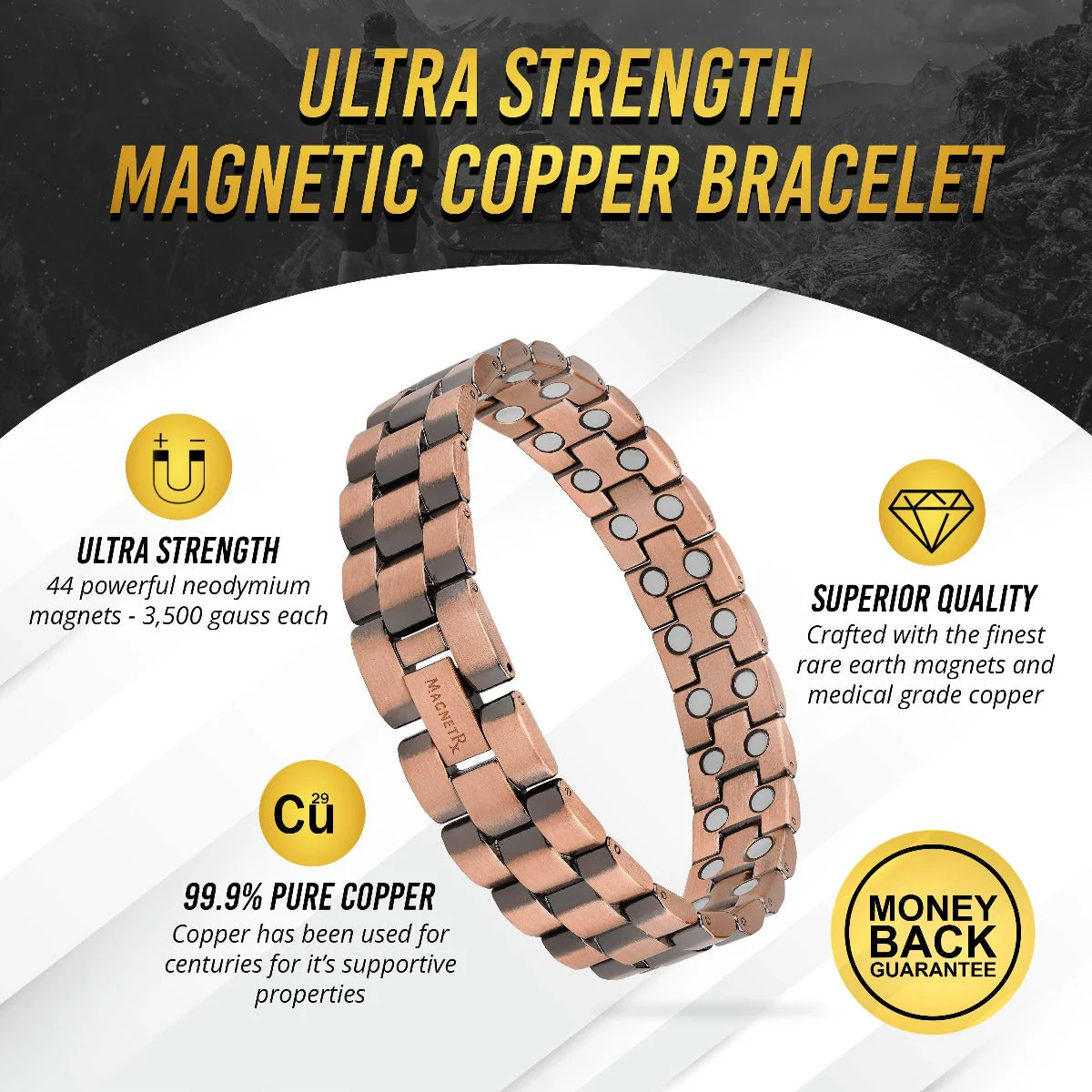 Ultra Strength Pure Copper Magnetic Therapy Bracelet (President) - Image 4