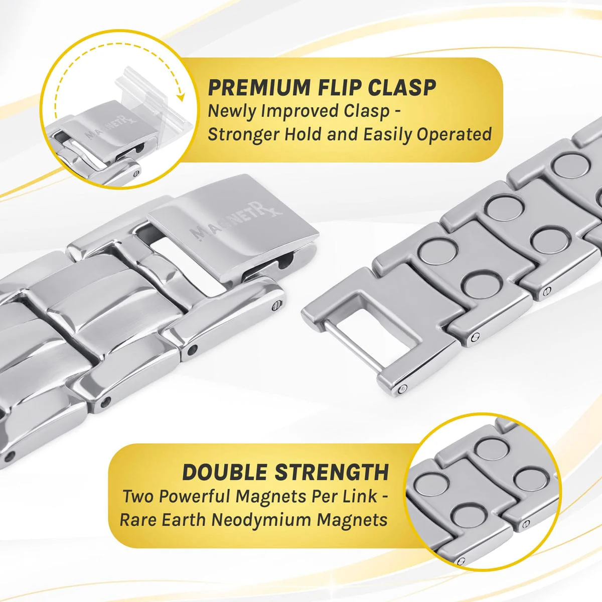 Ultra Strength Magnetic Therapy Bracelet Silver Classic - Image 4