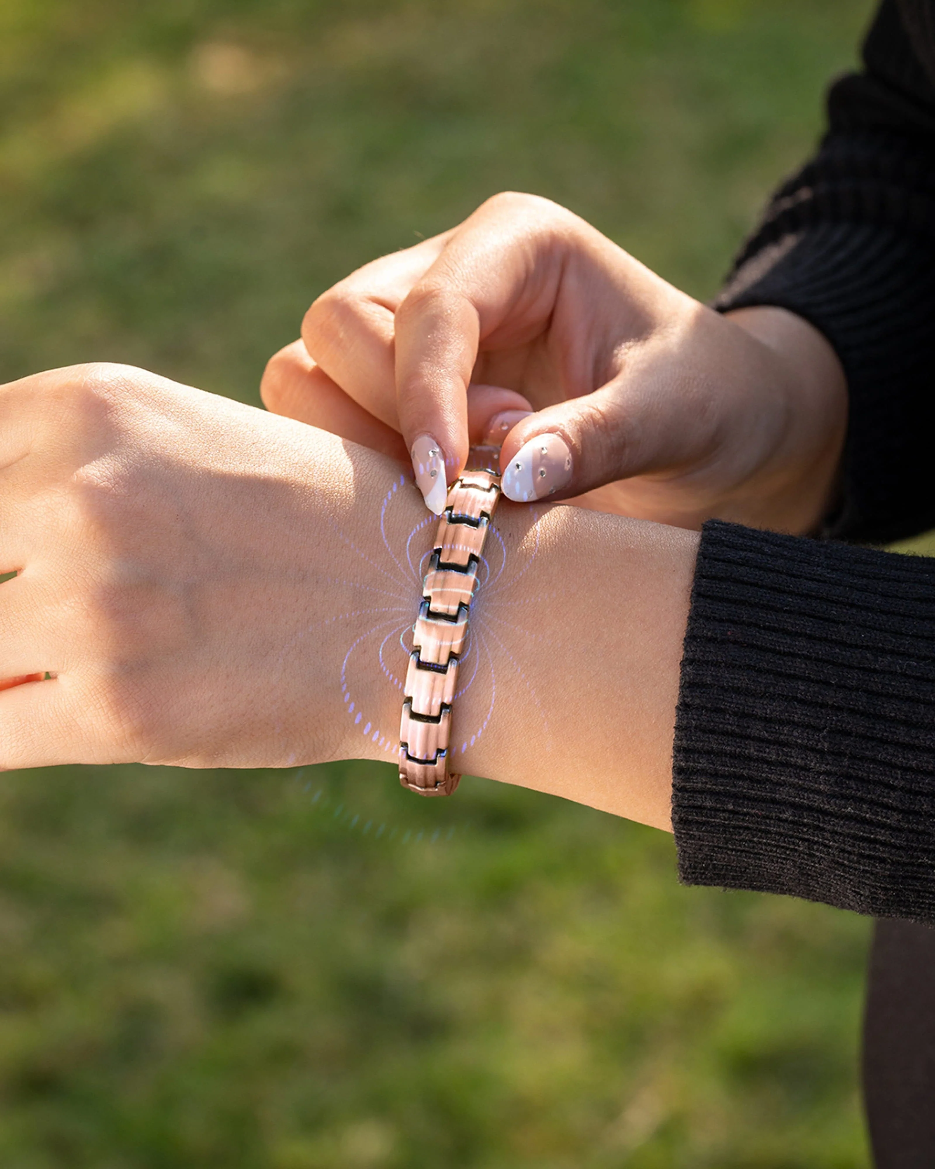 Women’s Copper Magnetic Bracelet Duo – EllipseMAX & Crystal Clover - Image 3