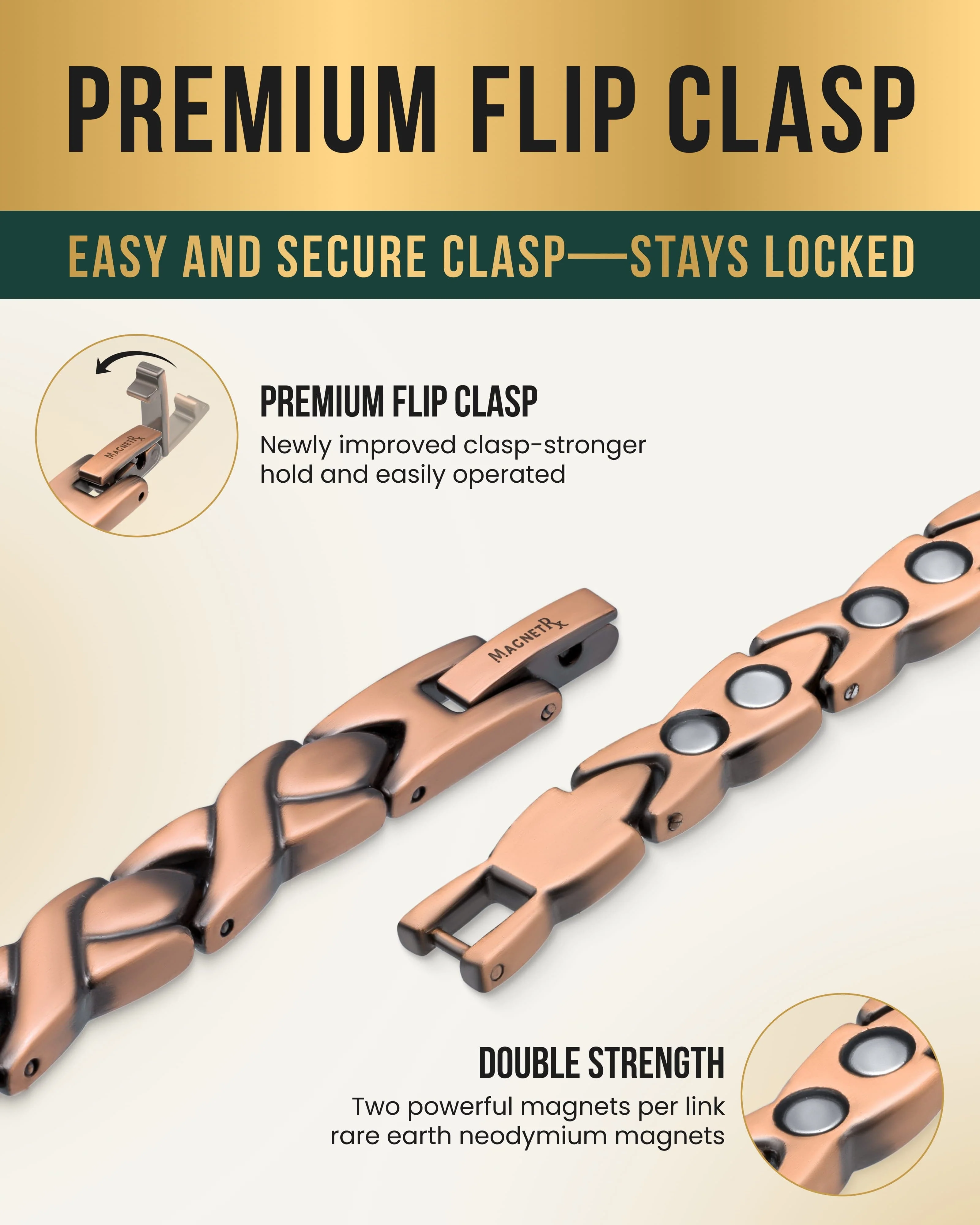 Women’s Ultra Strength Pure Copper Magnetic Therapy Bracelet (XO) - Image 4