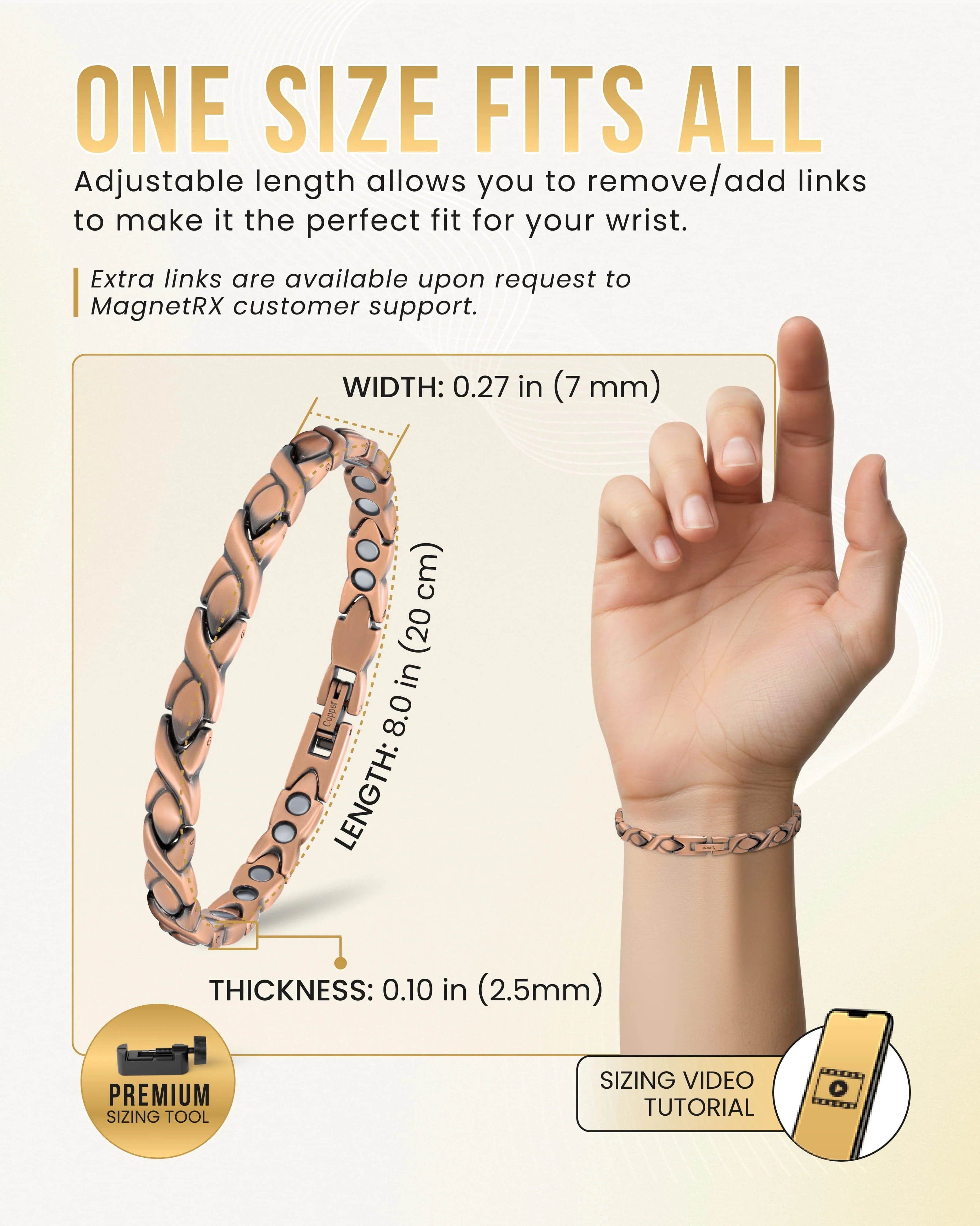 Women’s Ultra Strength Pure Copper Magnetic Therapy Bracelet (XO) - Image 5