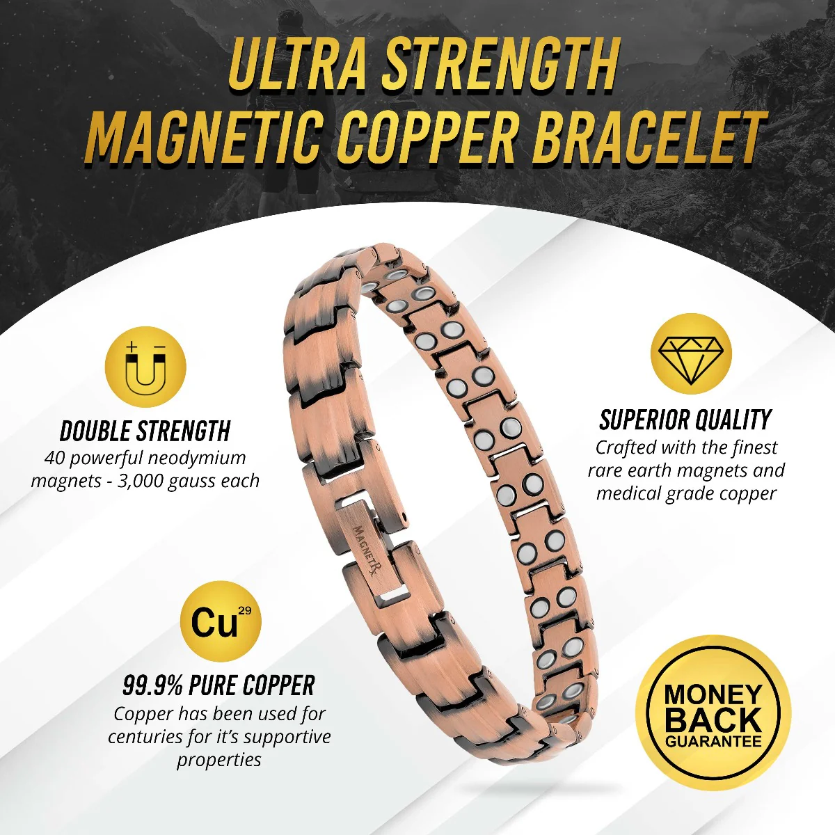 Women's Ultra Strength Pure Copper Magnetic Therapy Bracelet (Classic) - Image 3