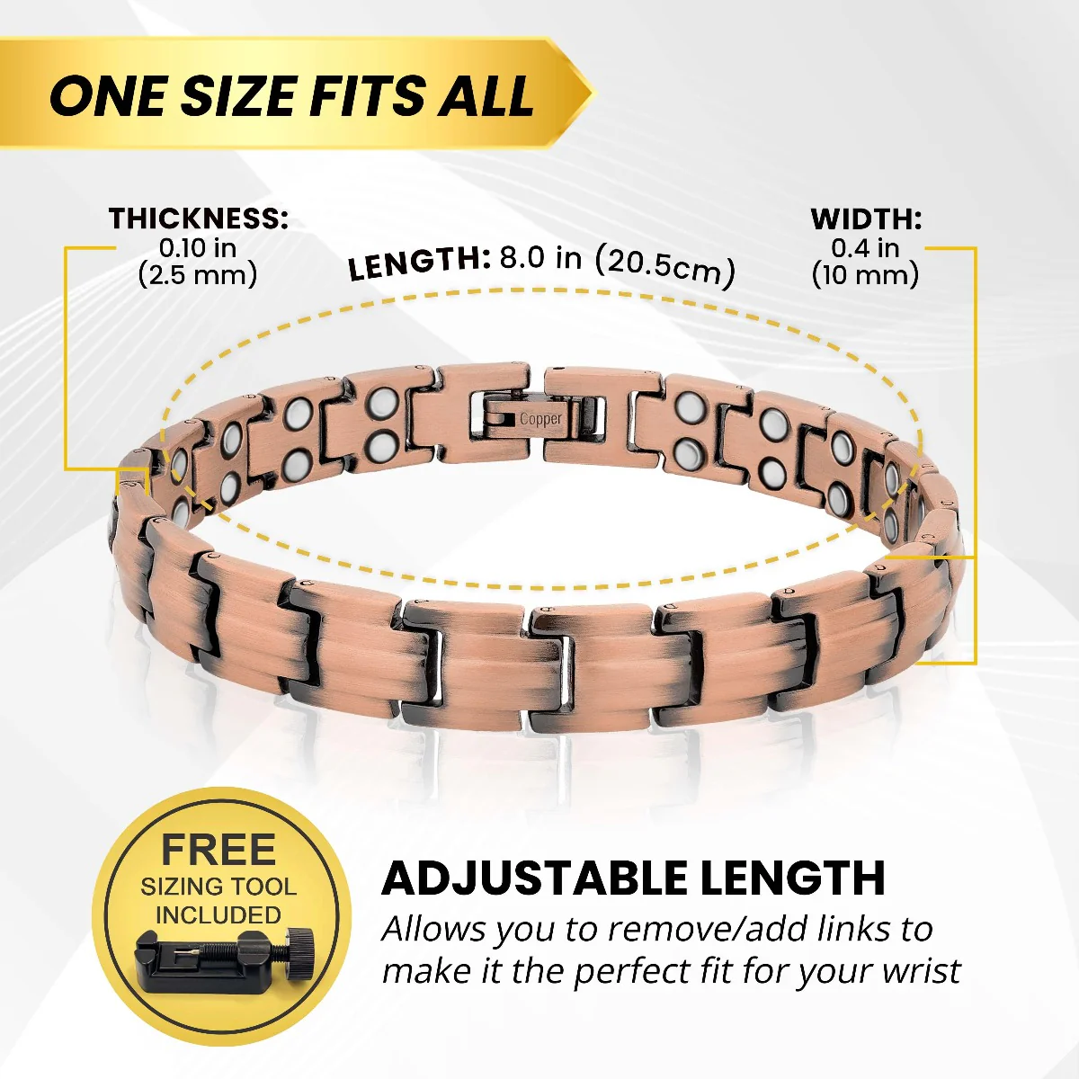 Women's Ultra Strength Pure Copper Magnetic Therapy Bracelet (Classic) - Image 4