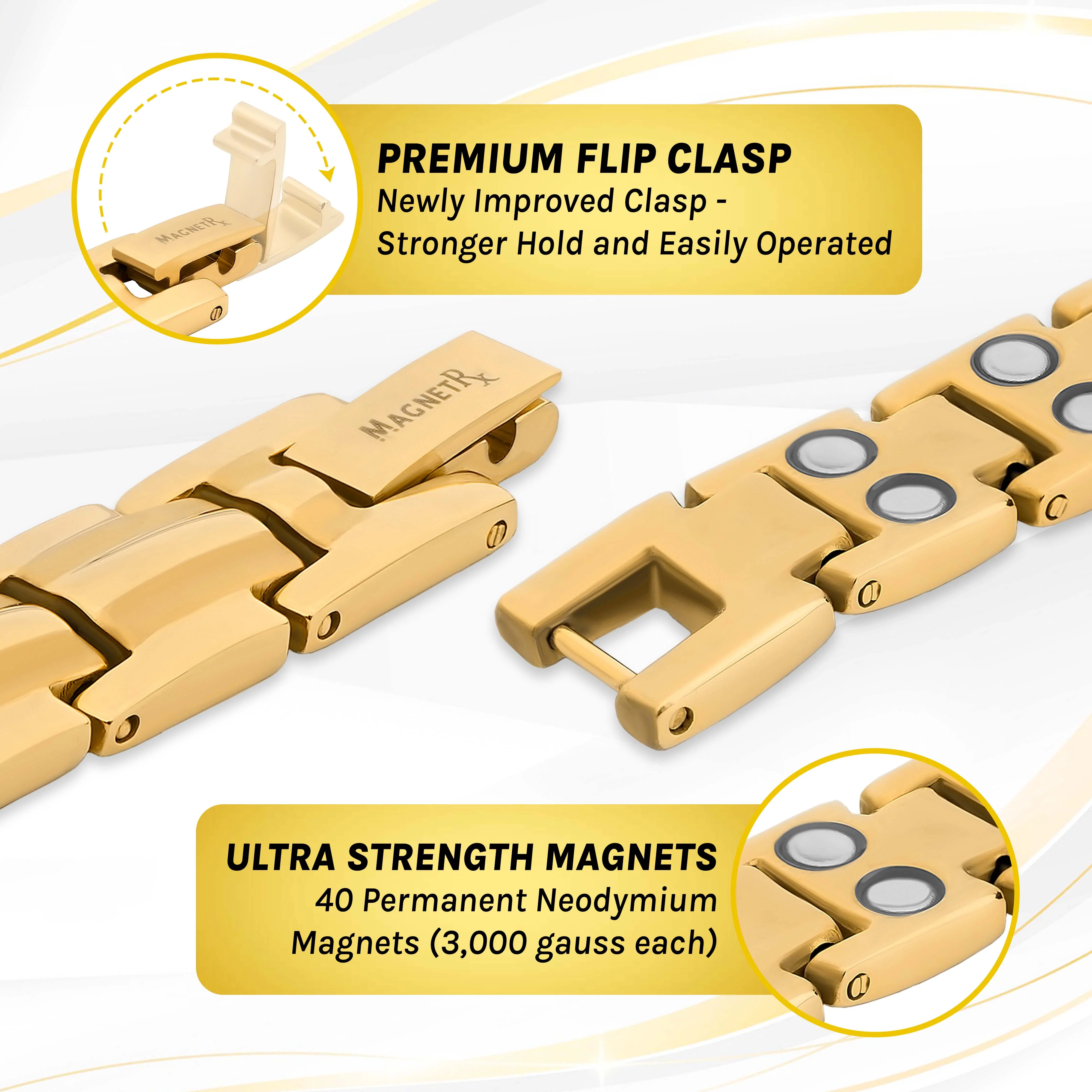 Women's Ultra Strength Gold Titanium Magnetic Therapy Bracelet - Image 4