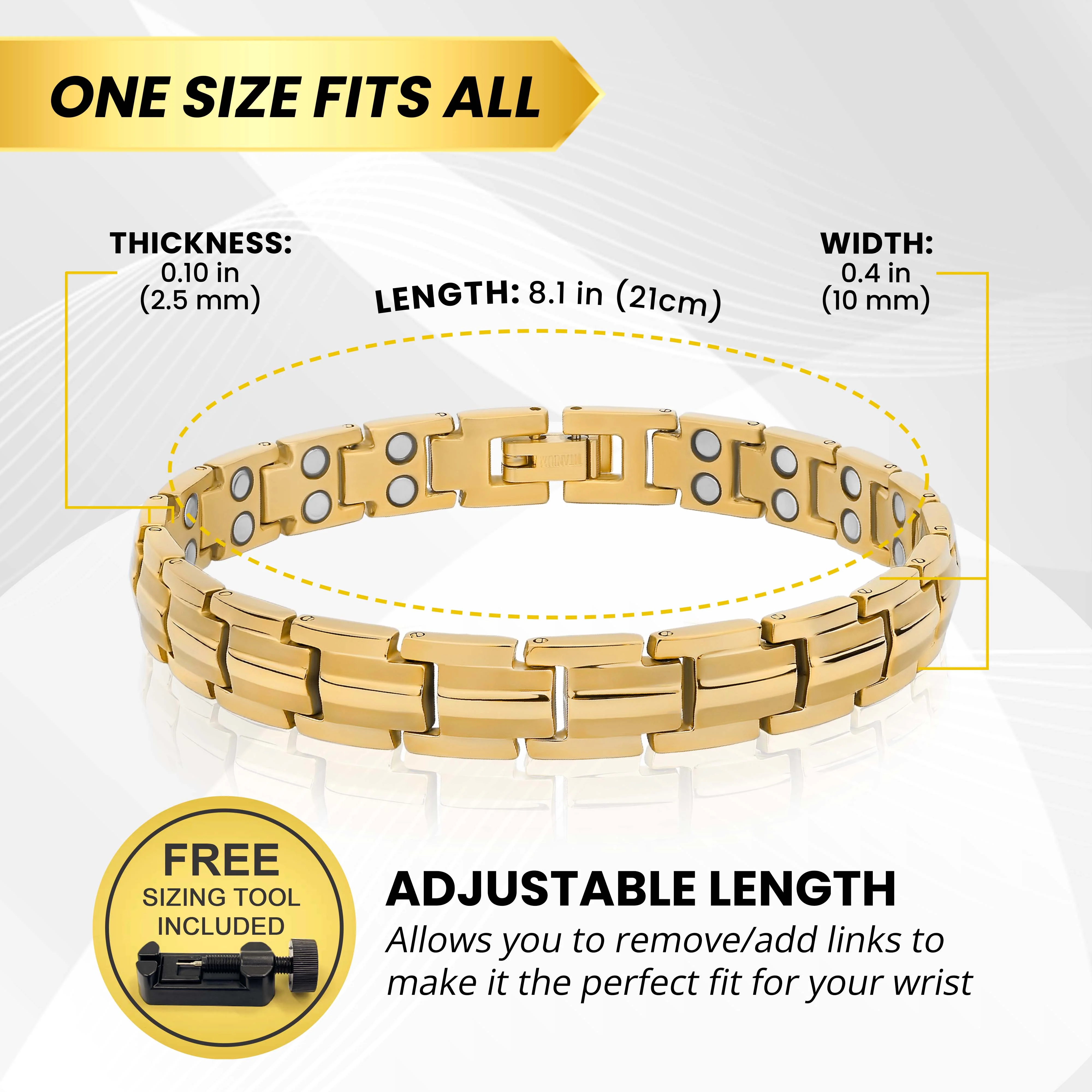 Women's Ultra Strength Gold Titanium Magnetic Therapy Bracelet - Image 5