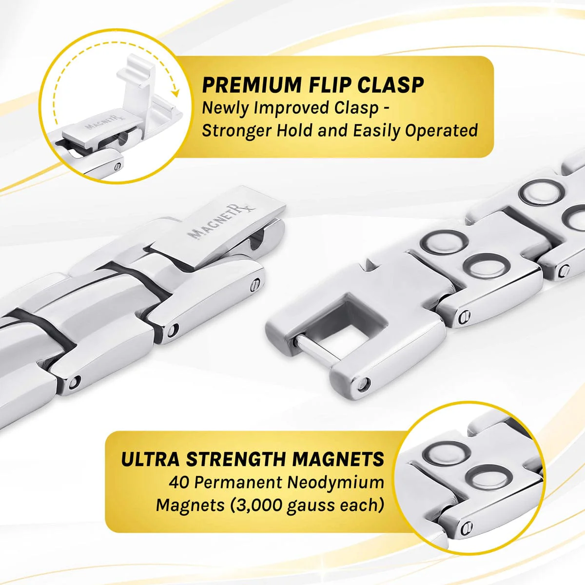 Women's Ultra Strength Silver Titanium Magnetic Therapy Bracelet - Image 4