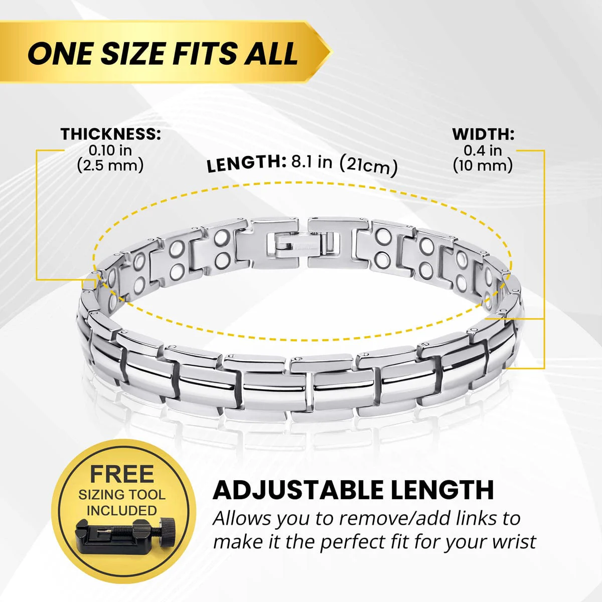 Women's Ultra Strength Silver Titanium Magnetic Therapy Bracelet - Image 5