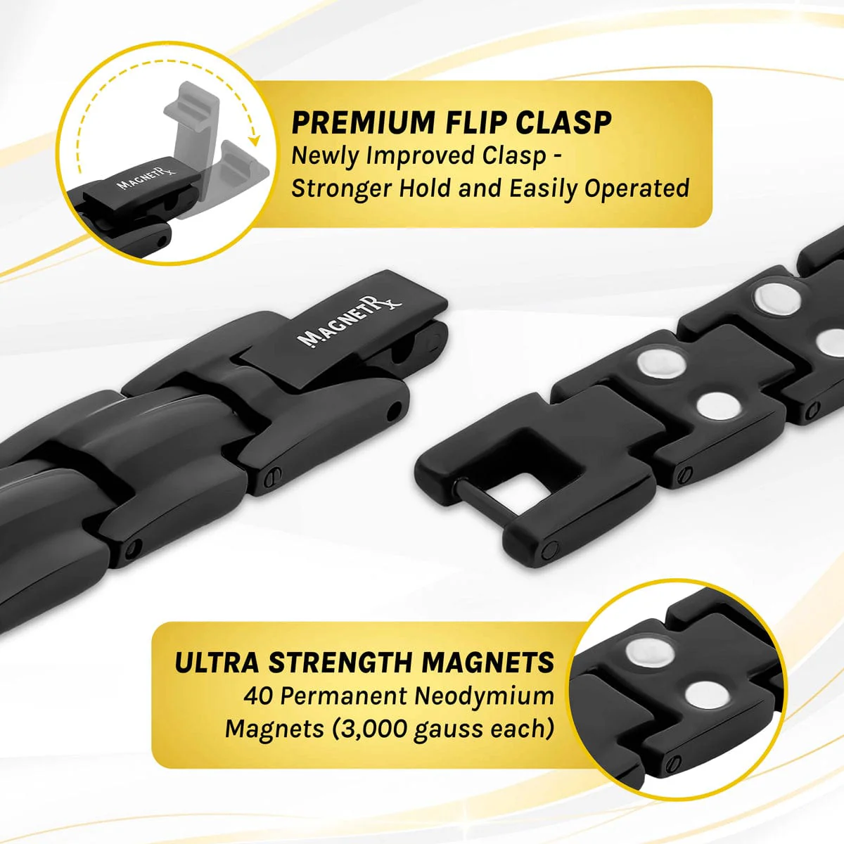 Women's Ultra Strength Magnetic Therapy Bracelet Black Titanium - Image 4