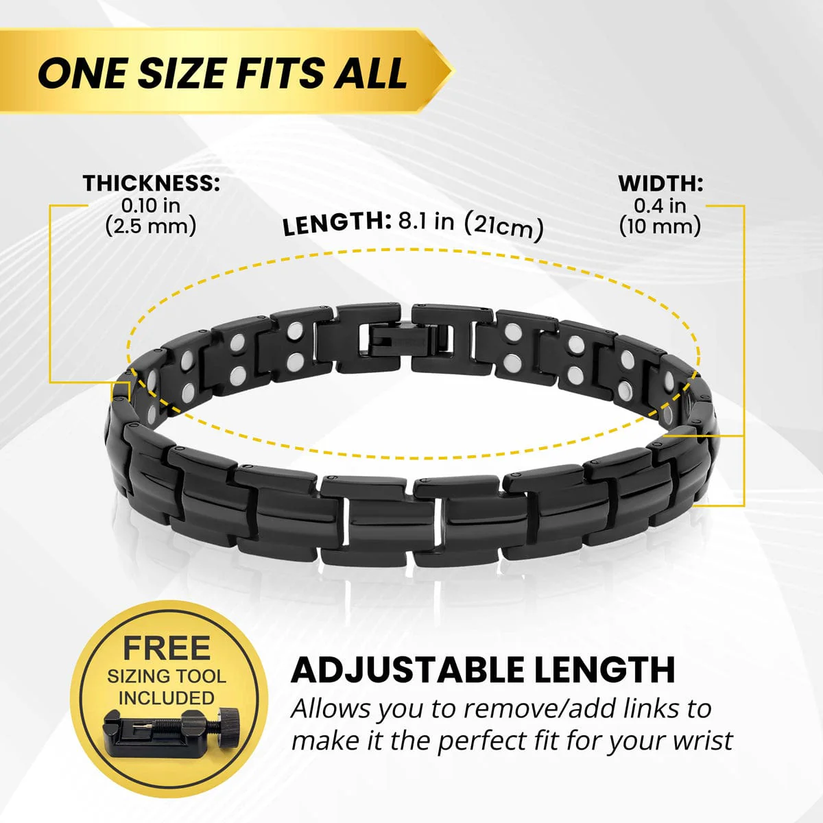 Women's Ultra Strength Magnetic Therapy Bracelet Black Titanium - Image 5