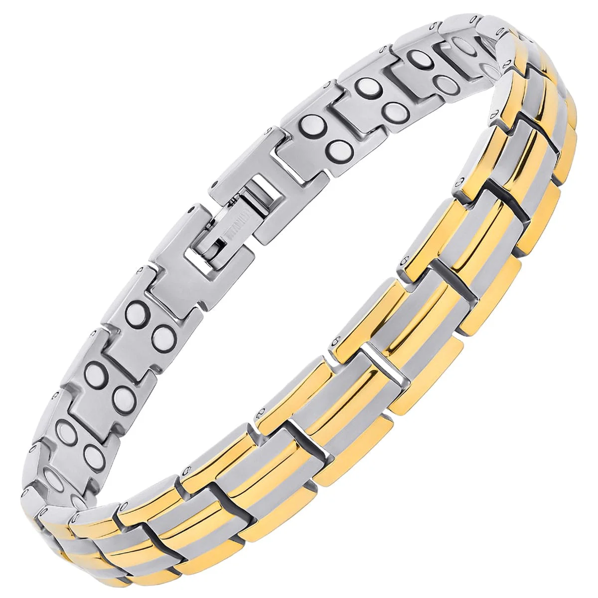Women's Ultra Strength Silver & Gold Titanium Magnetic Bracelet - Image 8